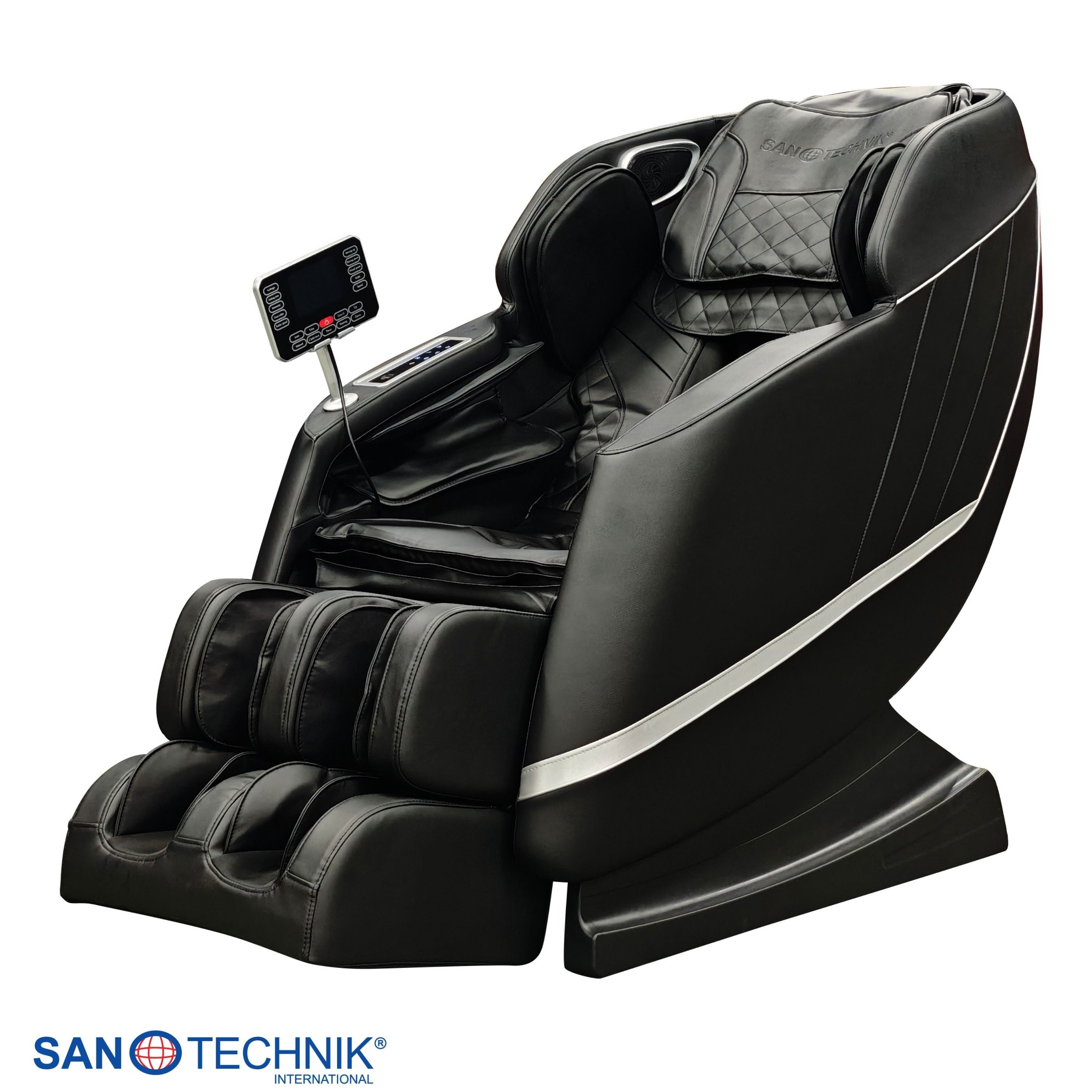 Sanotechnik - VITALORA Luxus-Massagesessel – Schwarz/Silber 74x147x108 cm