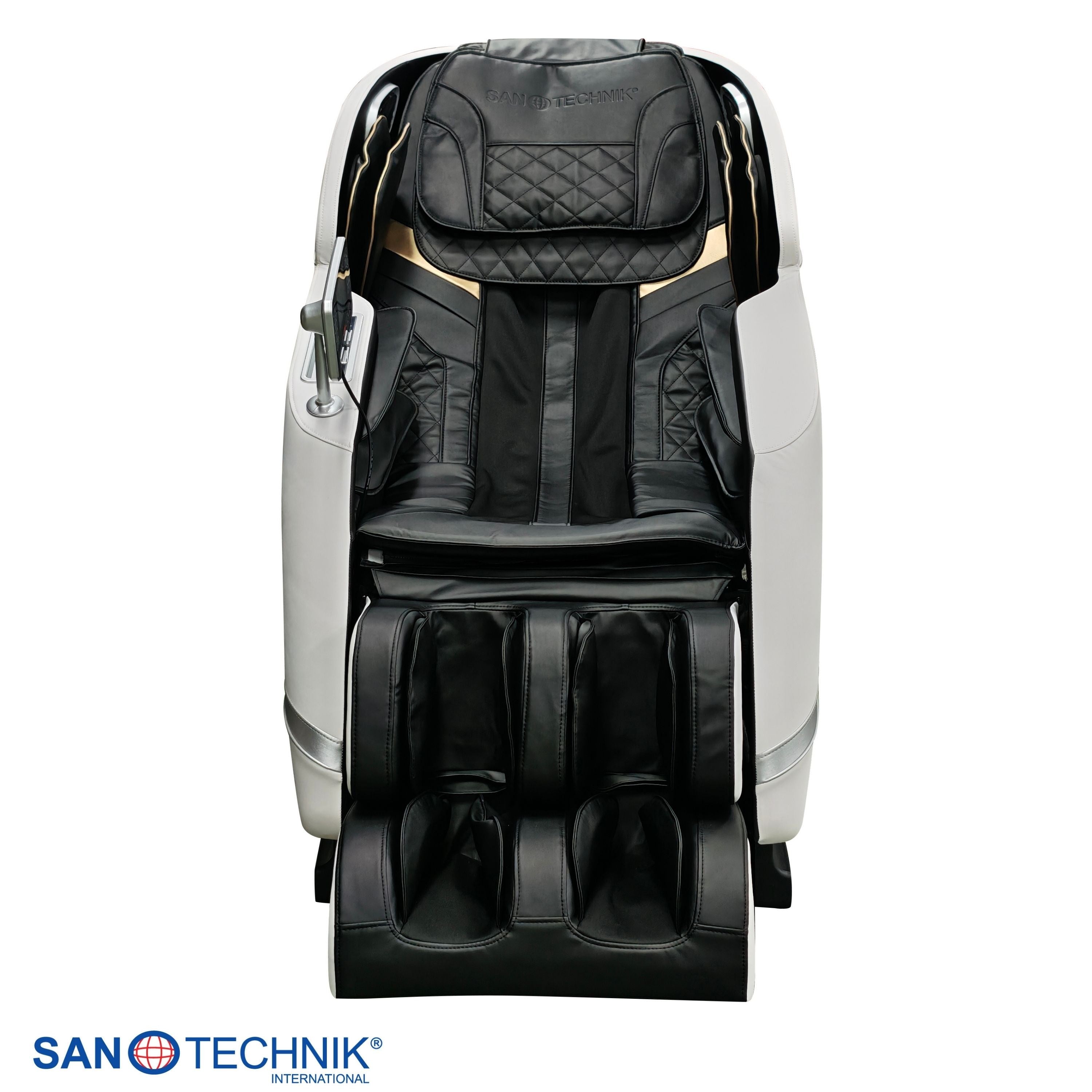 Sanotechnik - CALMORA Luxus-Massagesessel – Weiß/Schwarz 74x147x108 cm