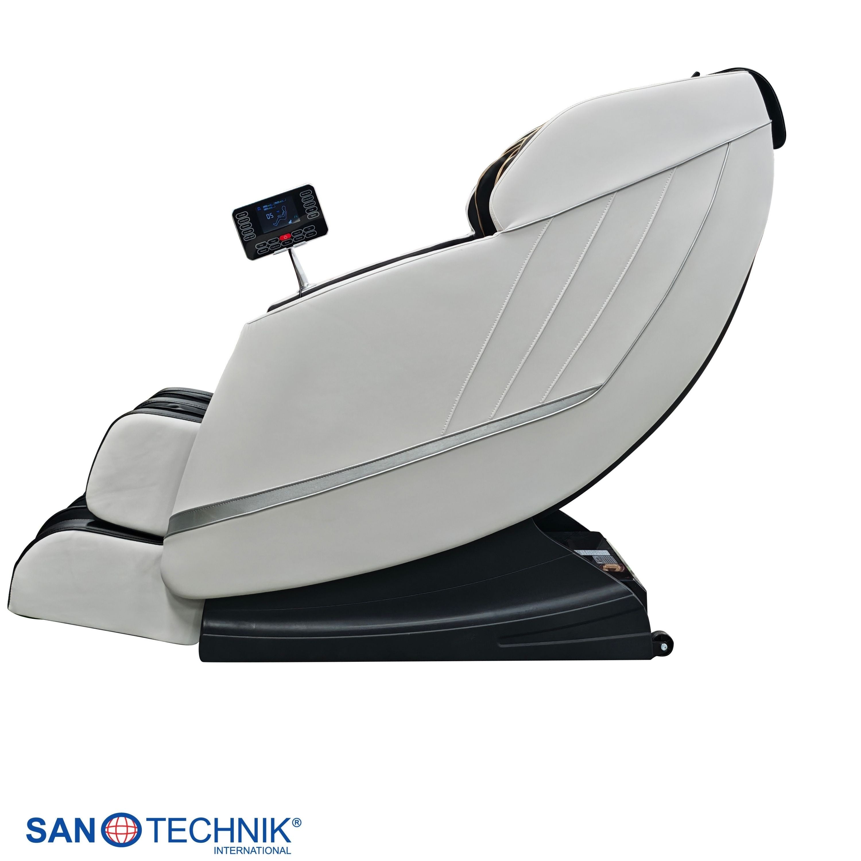 Sanotechnik - CALMORA Luxus-Massagesessel – Weiß/Schwarz 74x147x108 cm