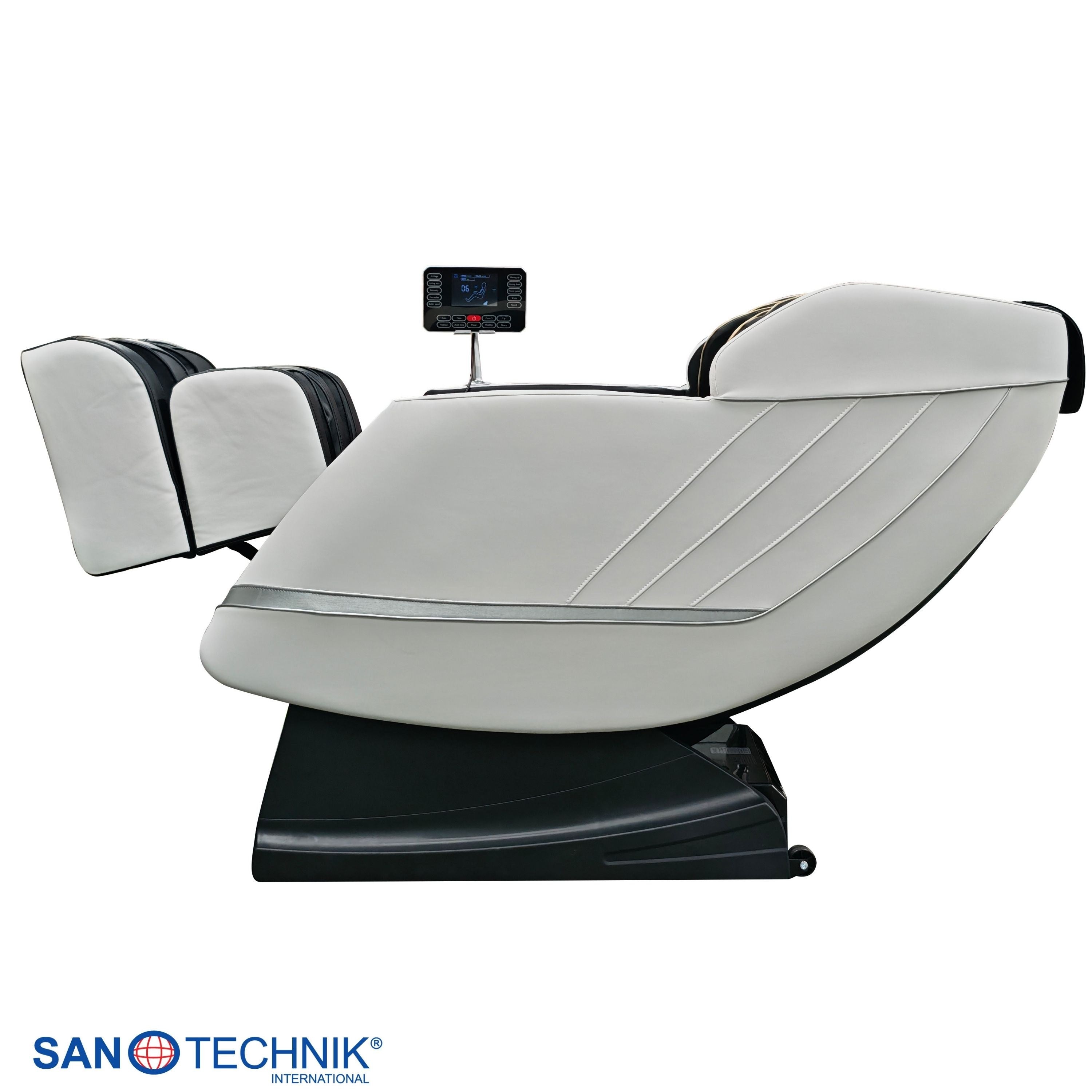 Sanotechnik - CALMORA Luxus-Massagesessel – Weiß/Schwarz 74x147x108 cm
