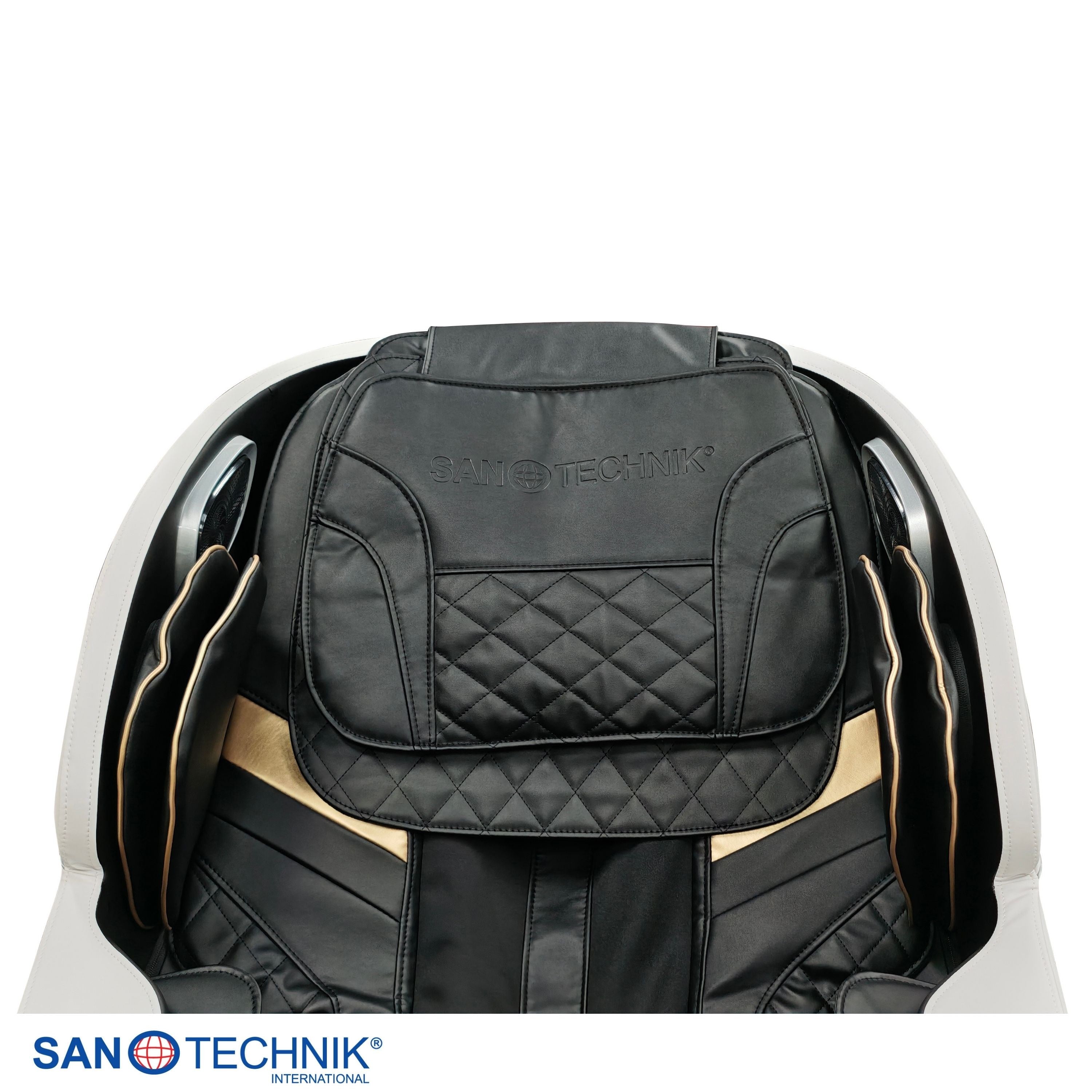 Sanotechnik - CALMORA Luxus-Massagesessel – Weiß/Schwarz 74x147x108 cm