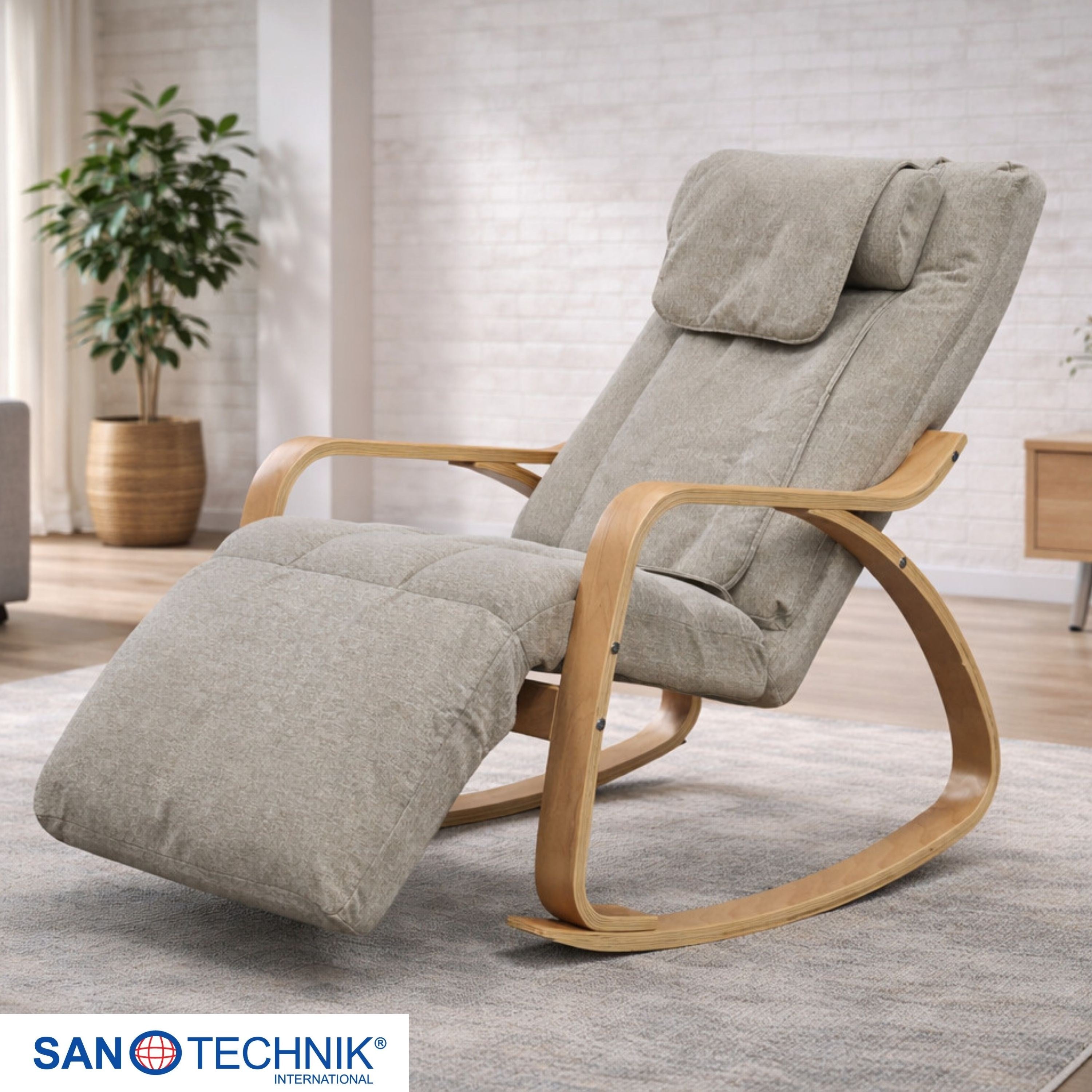 Sanotechnik - LIGORA Komfort-Schaukelstuhl mit Fußteil grau  64x114x85 cm