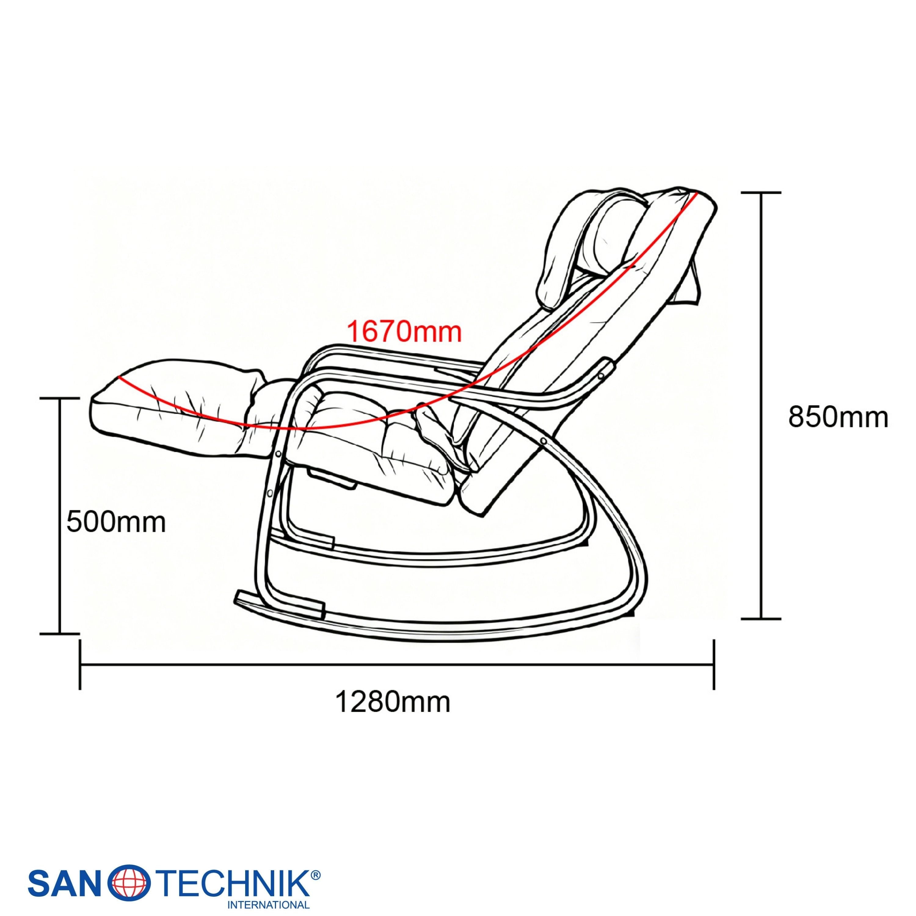 Sanotechnik - LIGORA Komfort-Schaukelstuhl mit Fußteil grau  64x114x85 cm