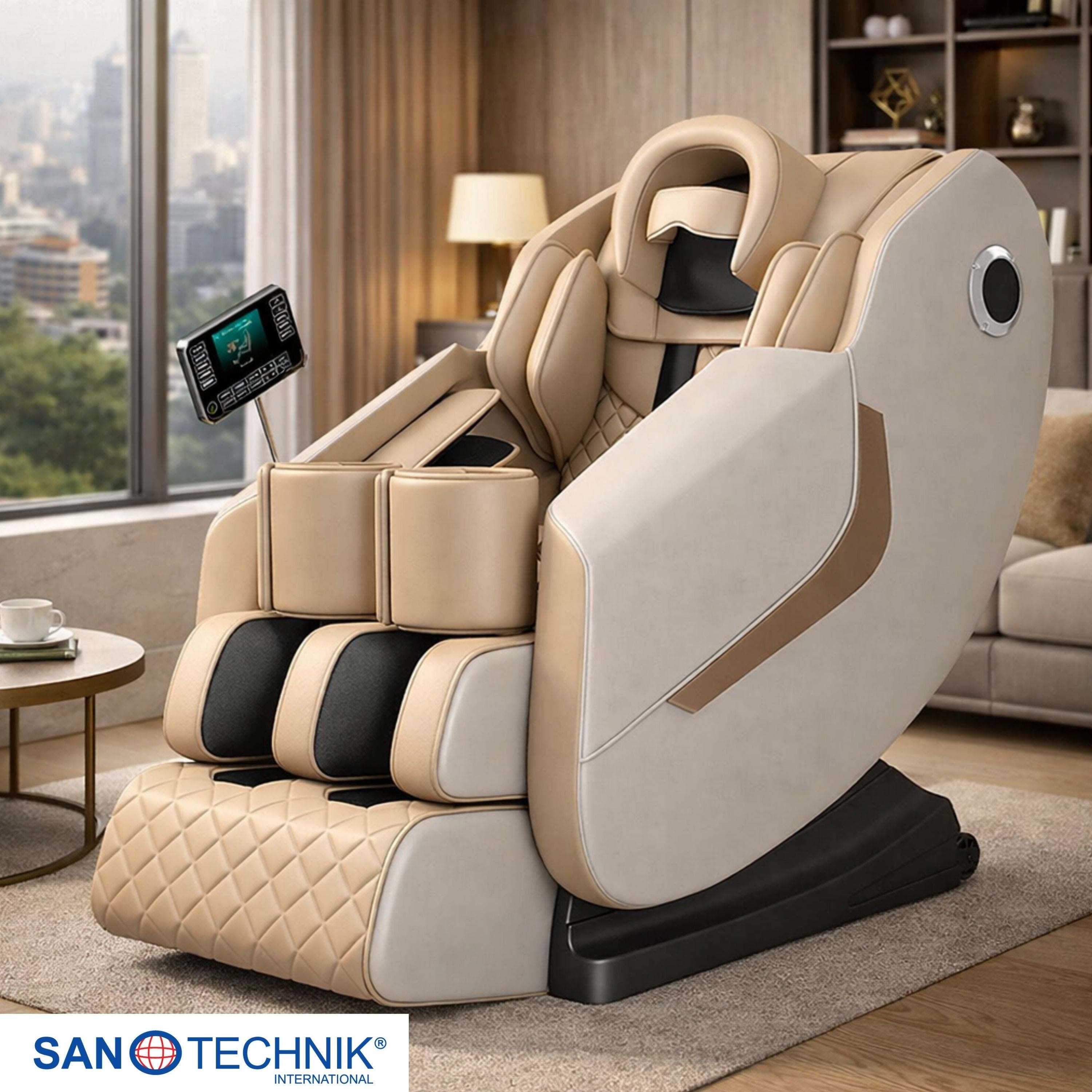 Sanotechnik - WELLORA Luxus-Massagesessel beige 73x140x102 cm