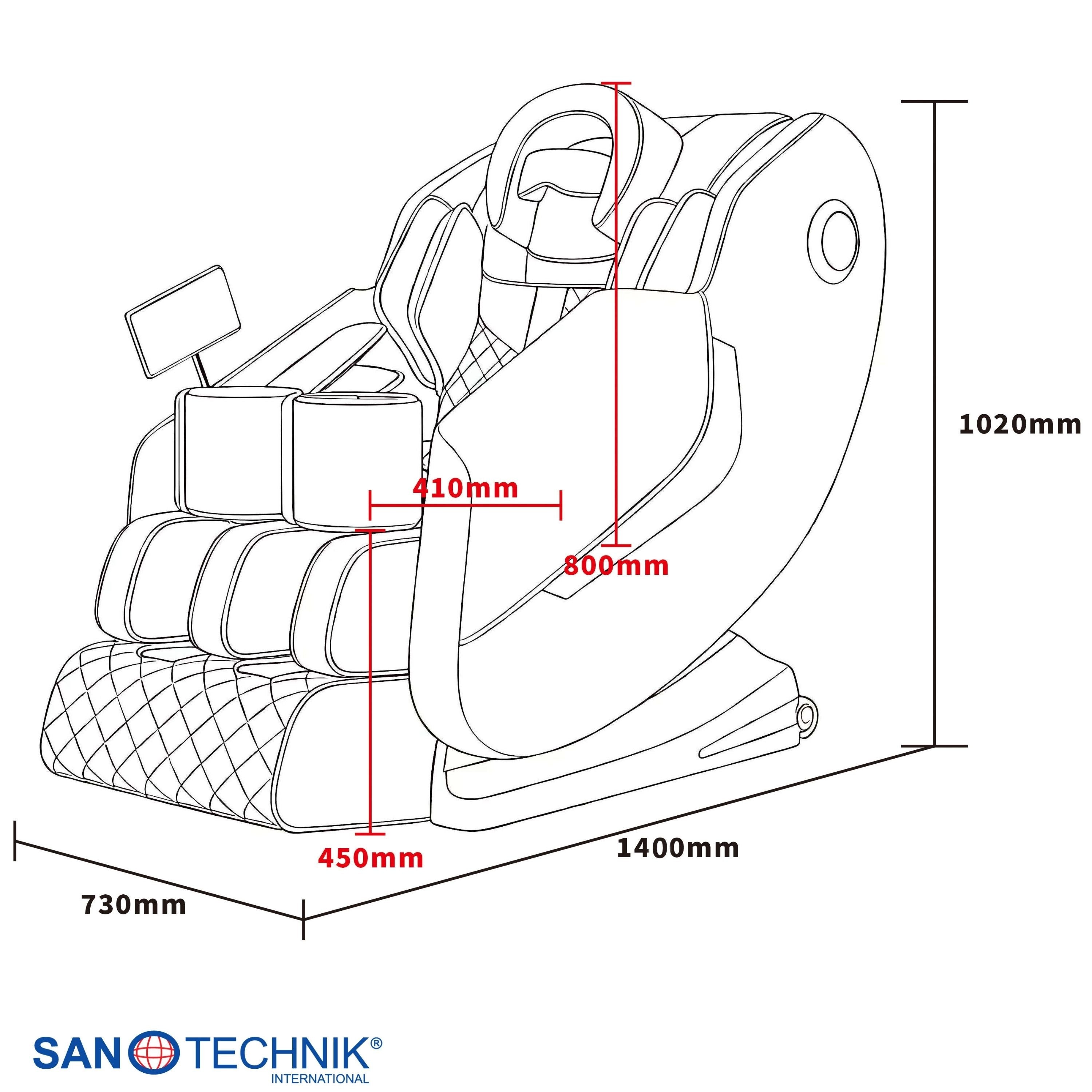 Sanotechnik - HEALORA Luxus-Massagesessel grau 73x140x102 cm