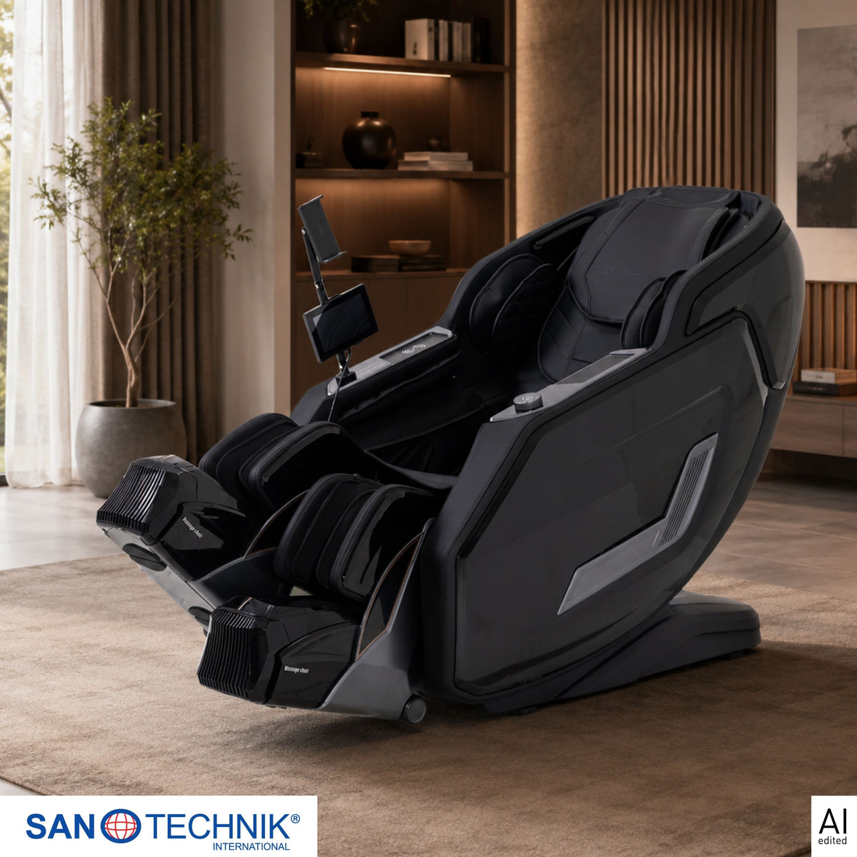 Sanotechnik - VALORA Luxus-Massagesessel - Schwarz 75x164x110 cm