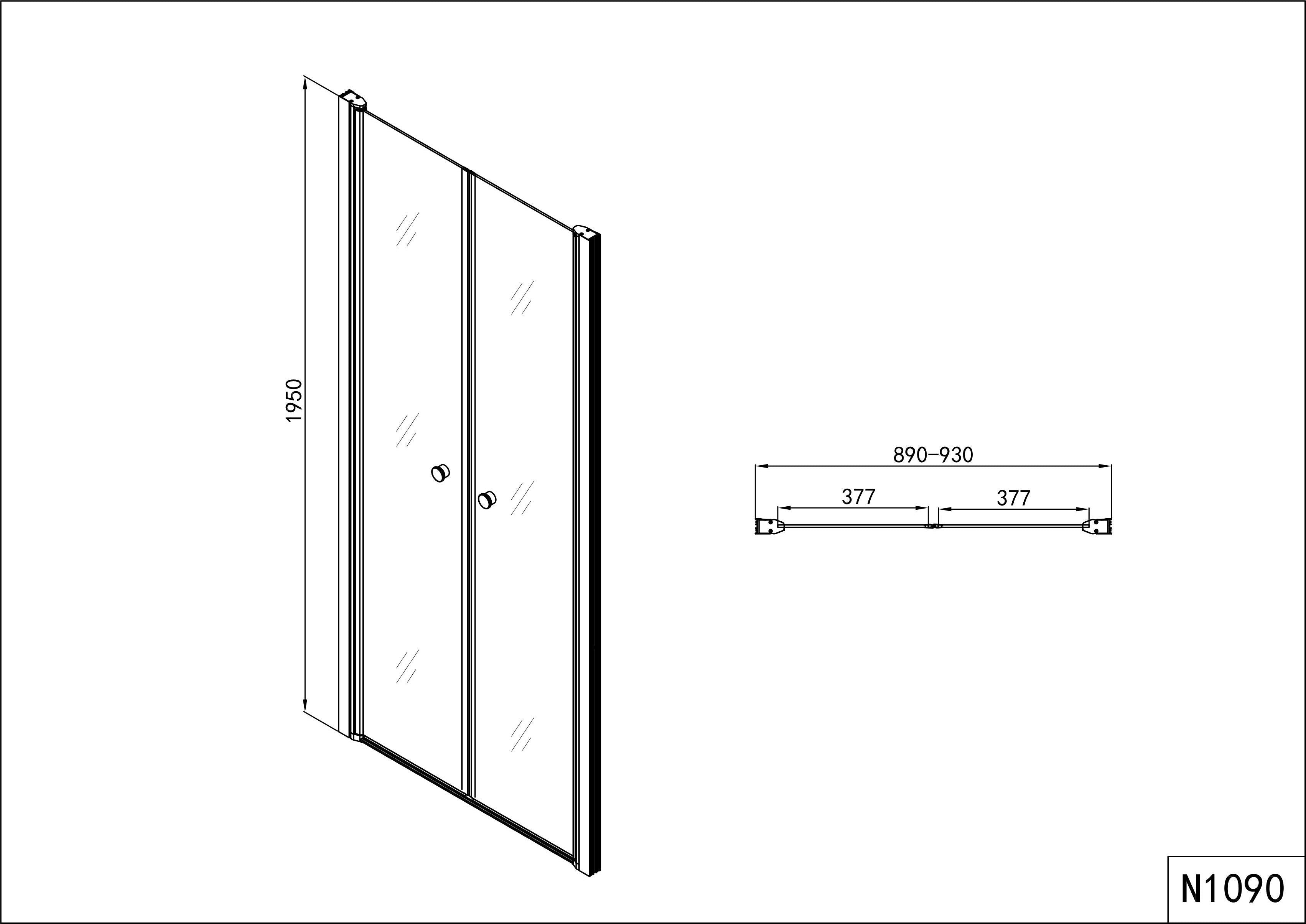 Sanotechnik - Duschtrennw.m.2 Türen chrom 89-91x195cm