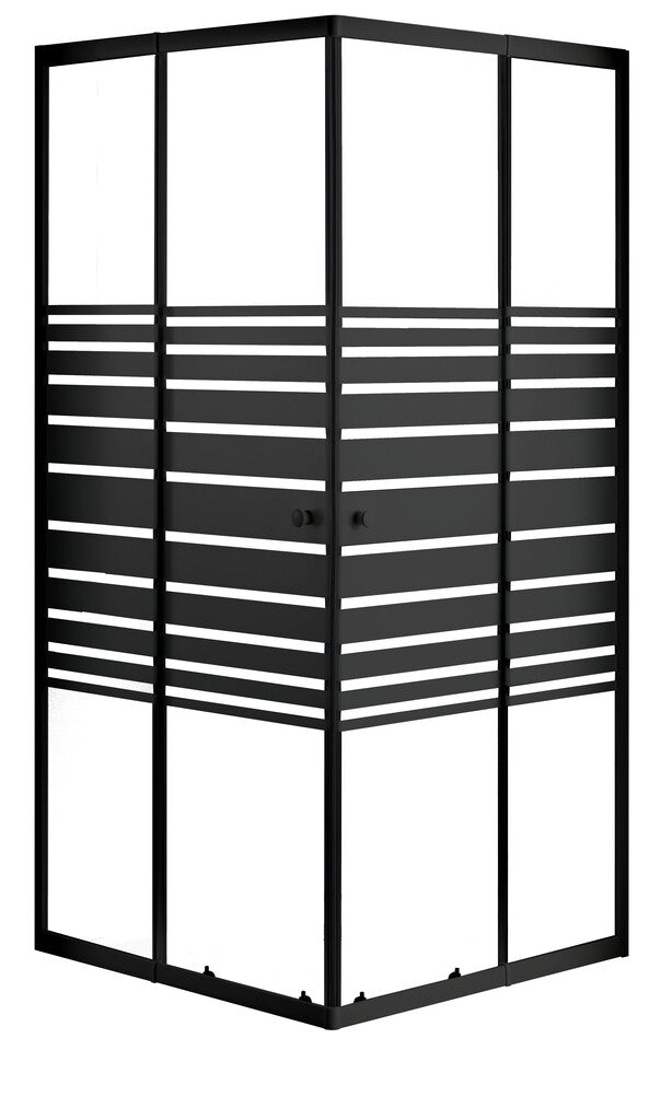 Sanotechnik - Eckeinstieg,schwarz 78-90x190cm Streifen