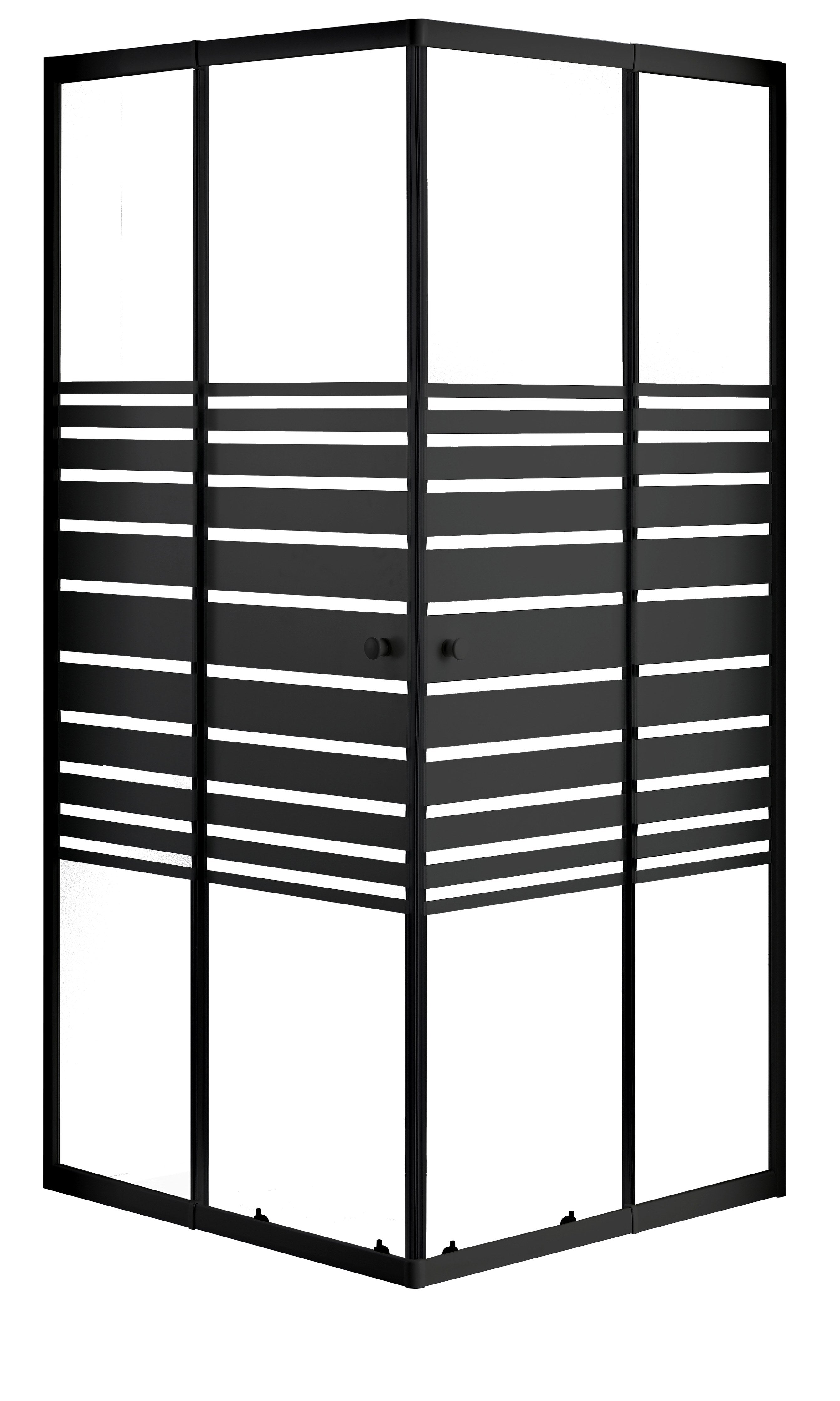 Sanotechnik - Eckeinstieg,schwarz 78-90x190cm Streifen
