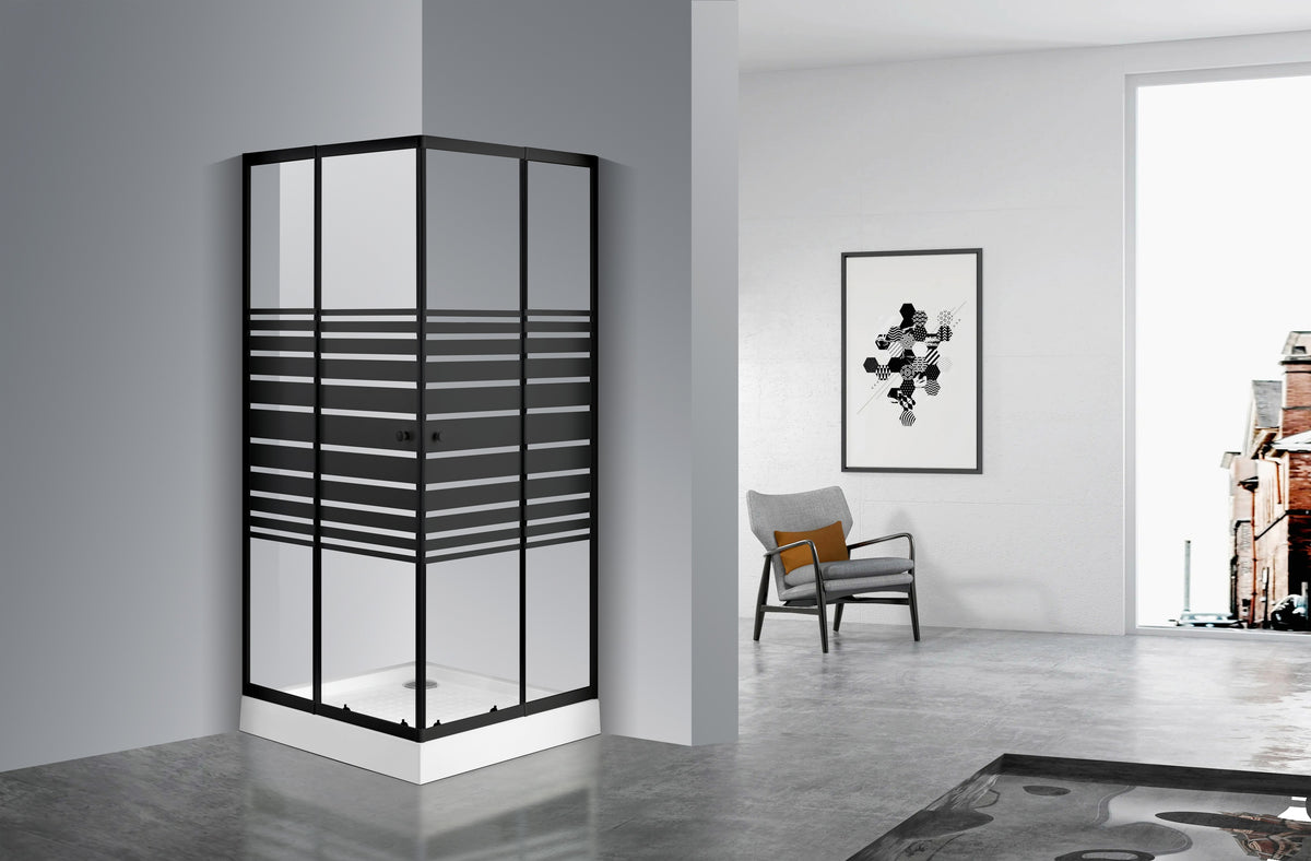 Sanotechnik - Eckeinstieg,schwarz 78-90x190cm Streifen