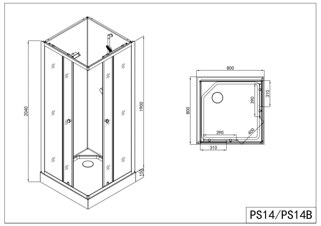 Sanotechnik - Komplettdk FORTE 1 80x80x203cm