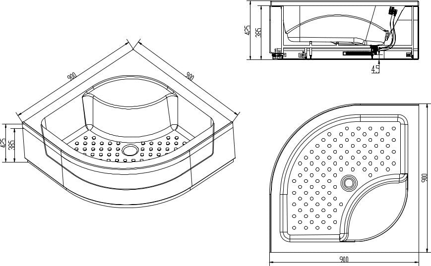 Sanotechnik - Rund-Brausetasse weiß 90x90x50 (T25W)