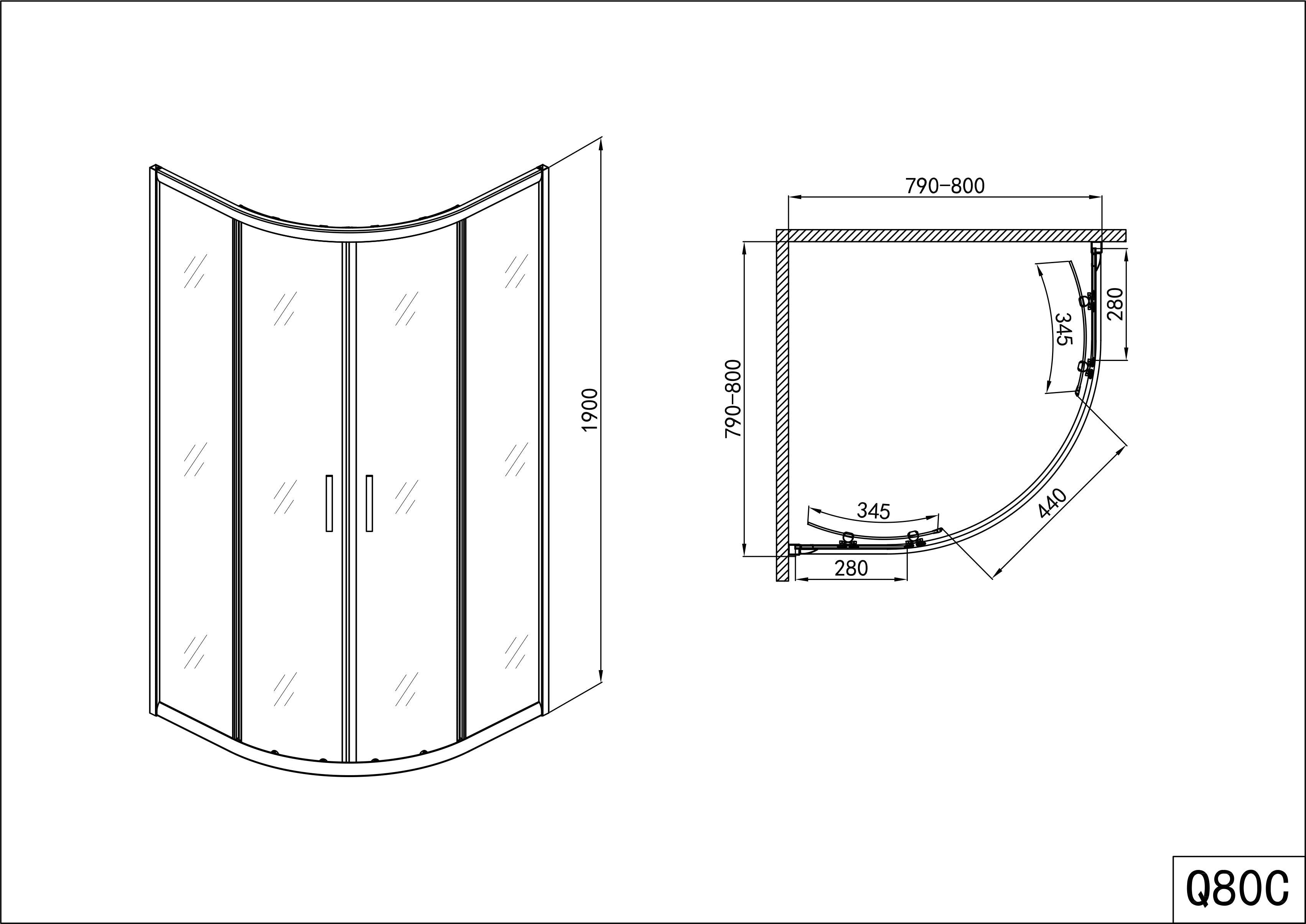 Sanotechnik - *Runddusche m.2 Schiebet. chrom 89-90x89-90x190cm Easy-Clean