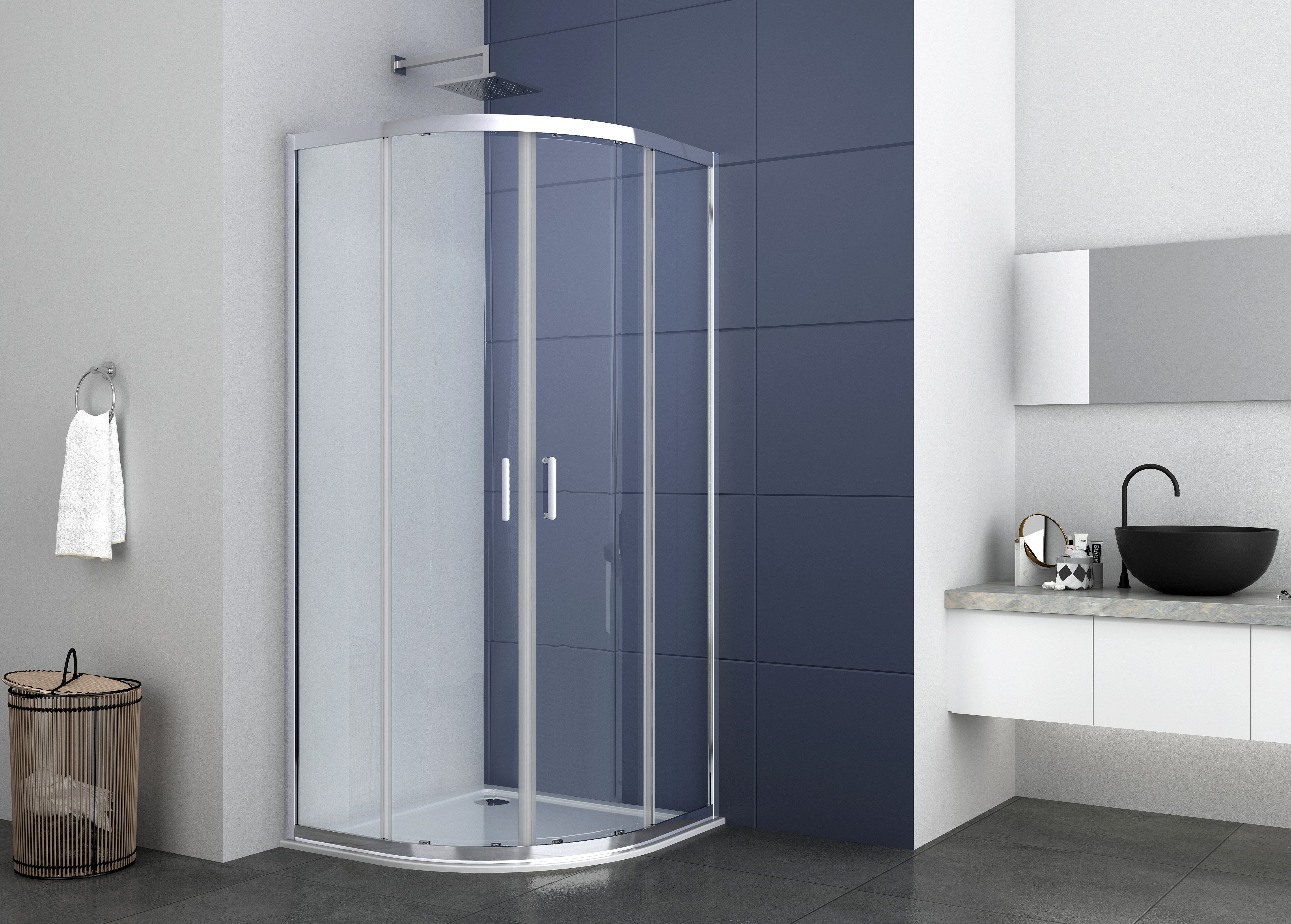 Sanotechnik - Rundduschk. mit 2 Schiebetüren chrom 88-90x88-90x195cm