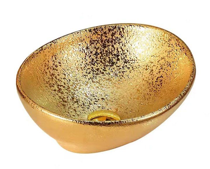 Sanotechnik - Keramik Aufbauwaschtisch gold