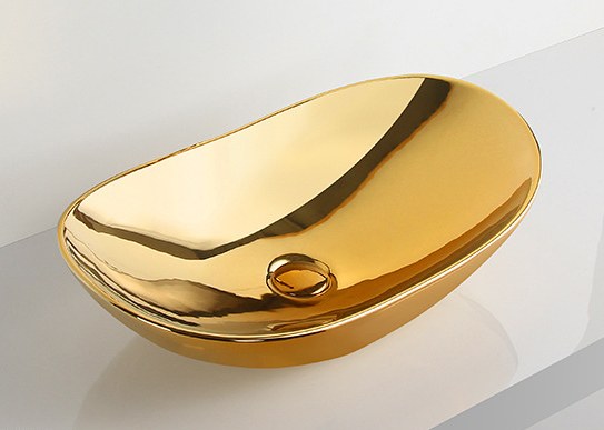 Sanotechnik - Keramik Aufbauwaschtisch gold 60x36x16cm
