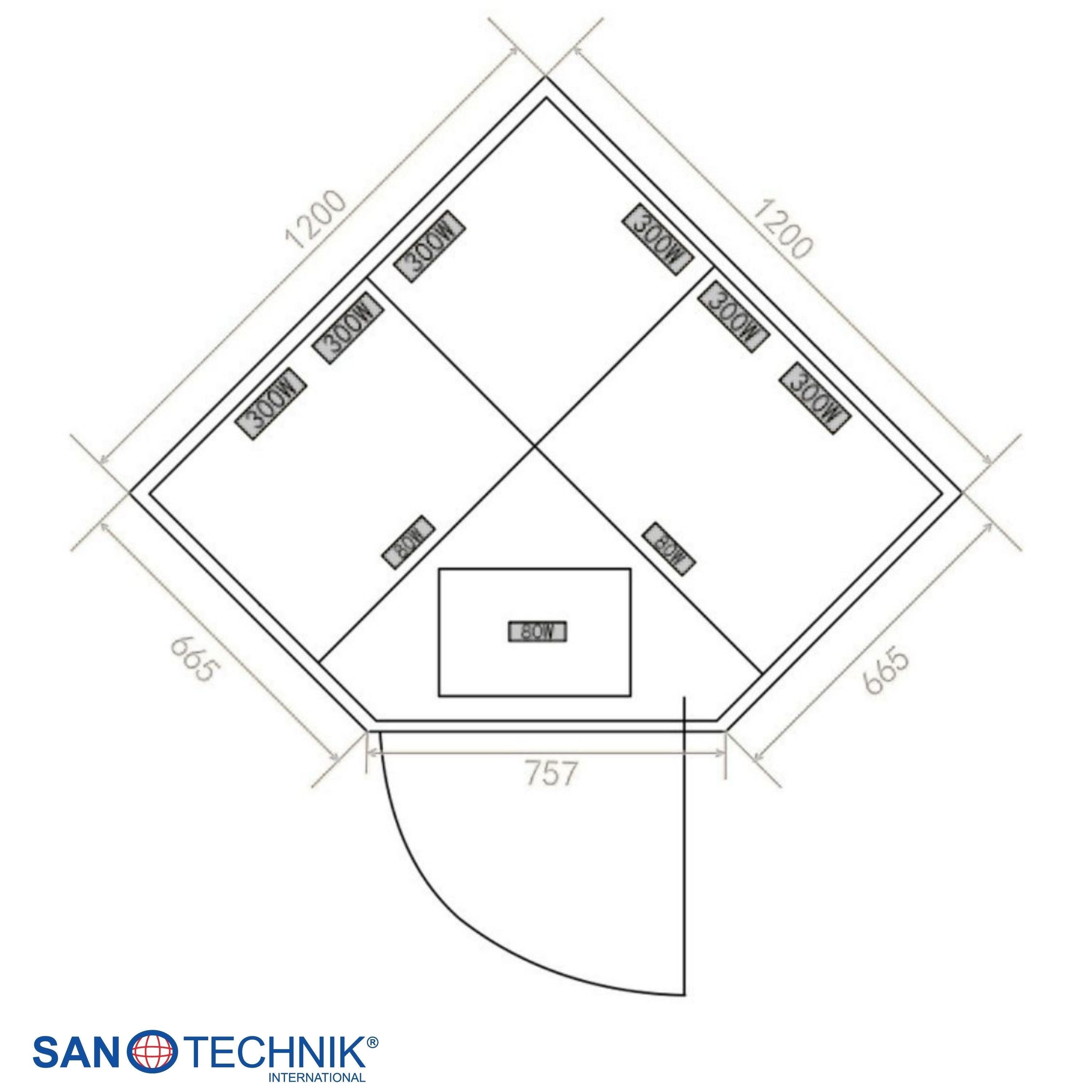 Sanotechnik - SUPREME Infrarotkabine für 2 Personen 120x120x190 cm
