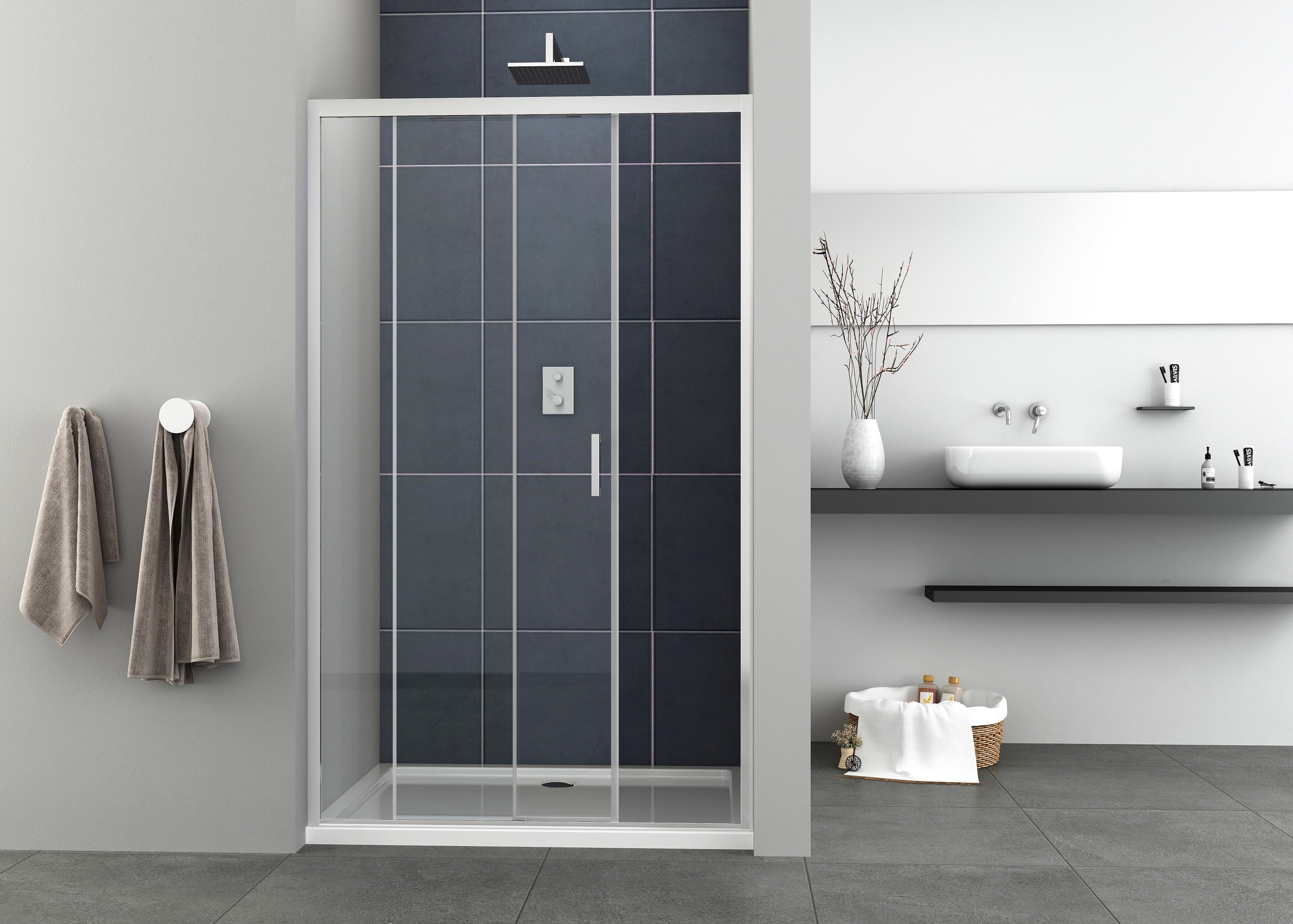 Sanotechnik - Schiebetüre chrom 98-102x195cm Soft Close