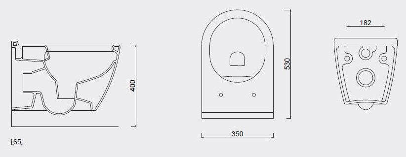 Sanotechnik - UNO Wand-WC spülrandlos weiß glanz m.WC-Sitz SoftClose