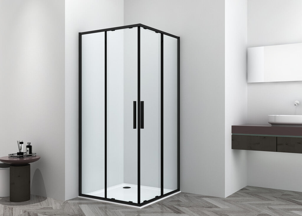 Sanotechnik - Eckdusche Schiebet.SLIMLINE 90x200cm schwarz Easy-Clean