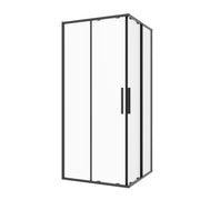 Sanotechnik - Eck-Duschkabine (Halb) schwarz 70x200cm 6mm ESG Easy-Clean