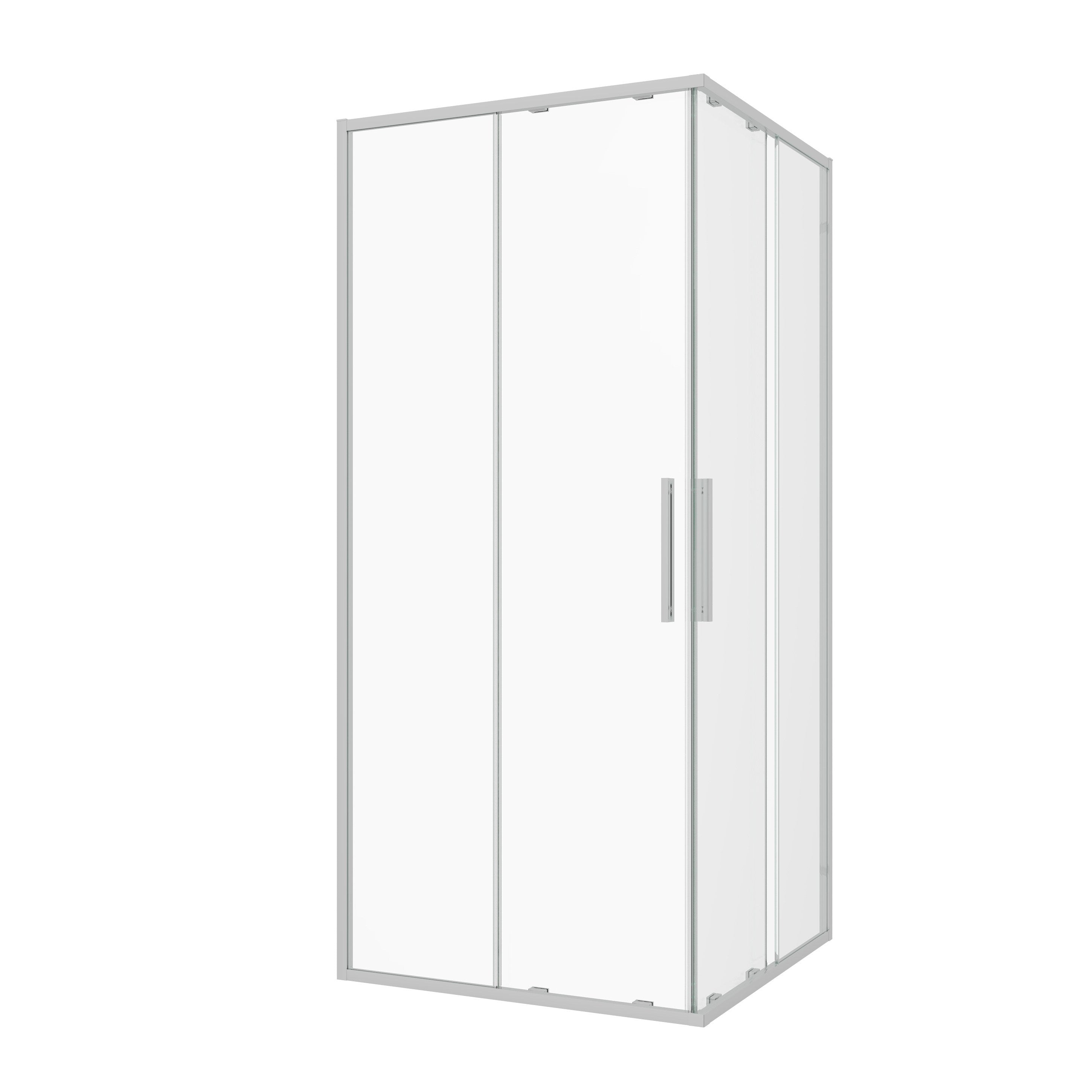 Sanotechnik - Eck-Duschkabine (Halb) chrome 90x200cm 6mm ESG Easy-Clean