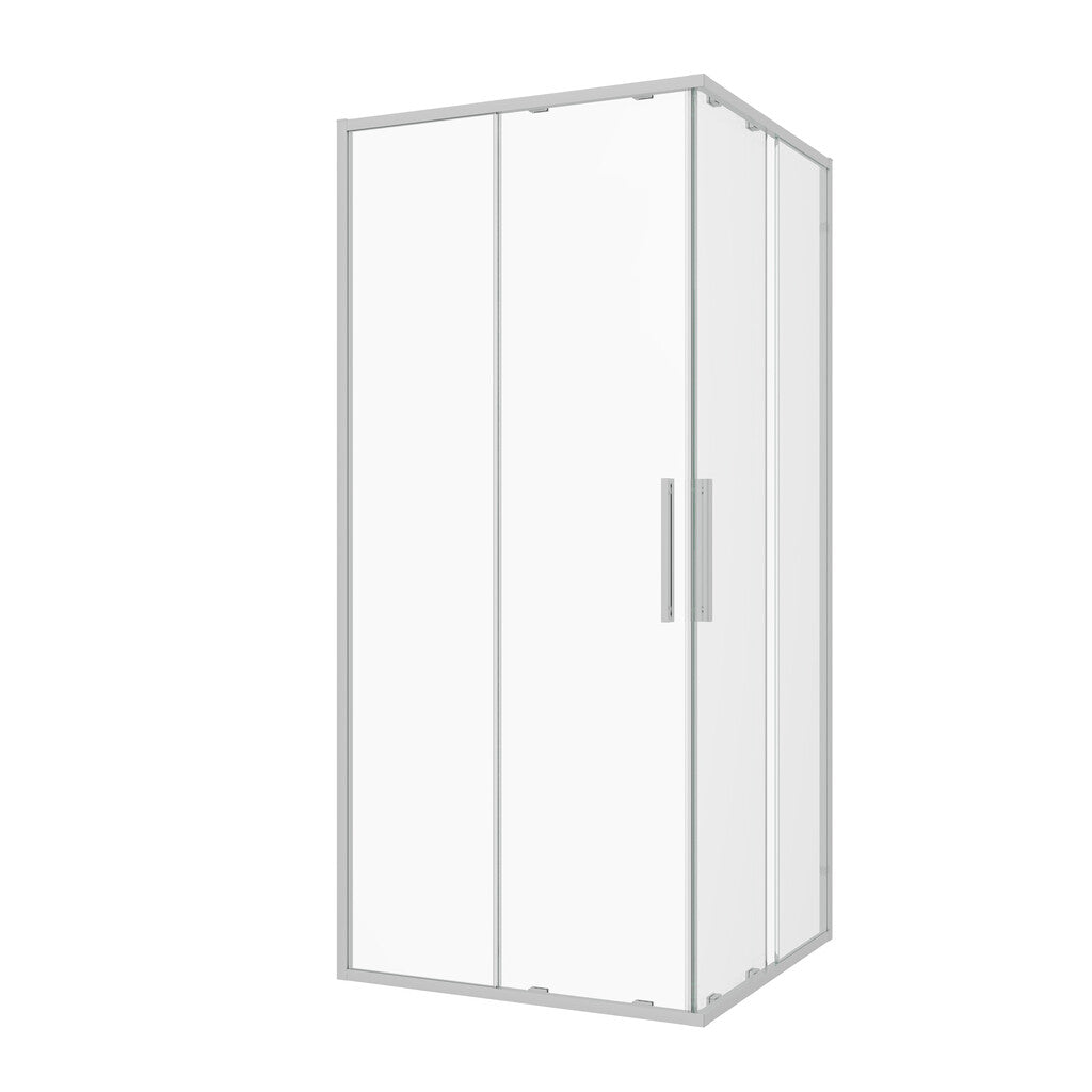 Sanotechnik - Eck-Duschkabine (Halb) chrome 80x200cm 6mm ESG Easy-Clean