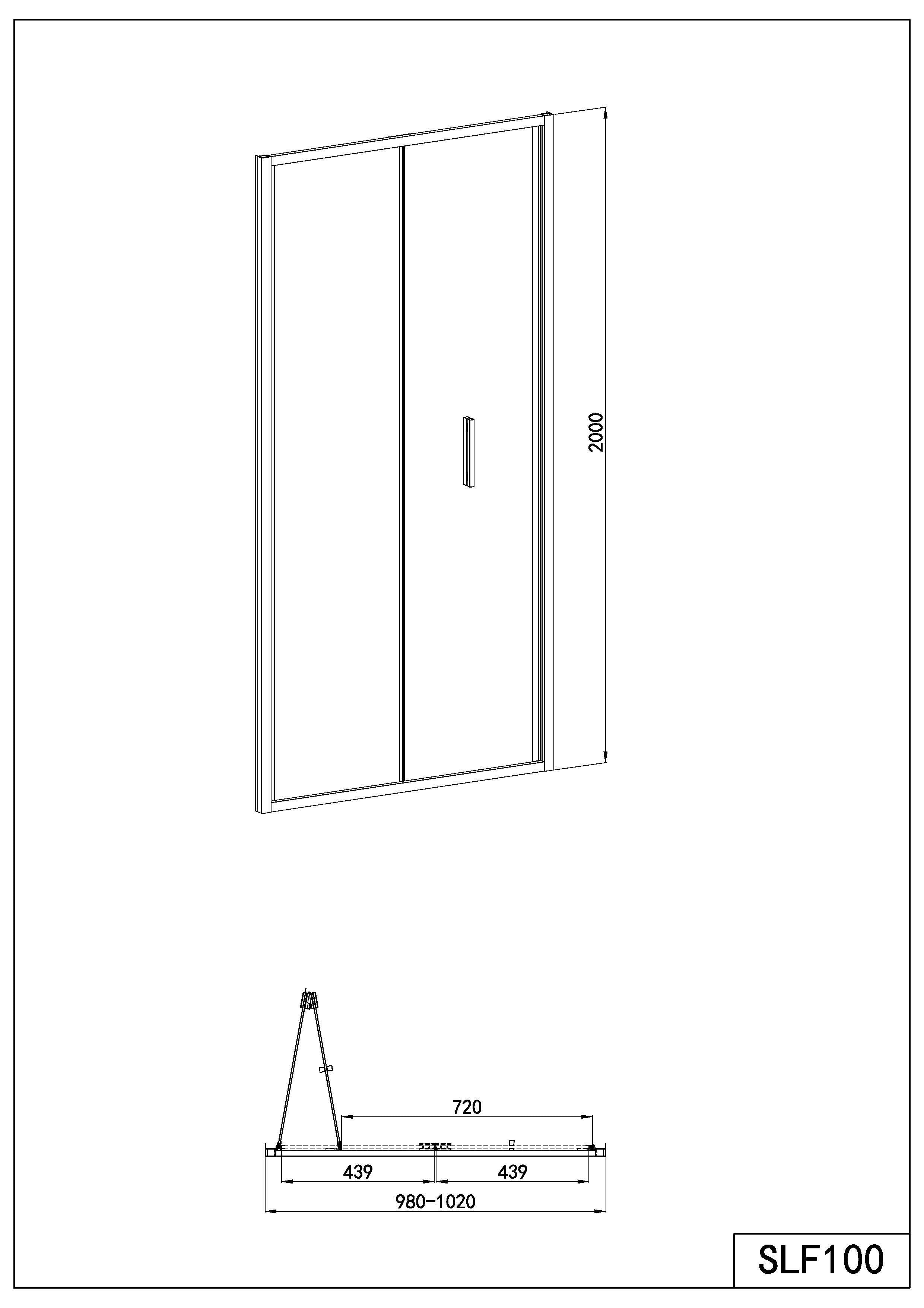 Sanotechnik - Falttür schwarz 98-102x200cm 6mm Easy-Clean
