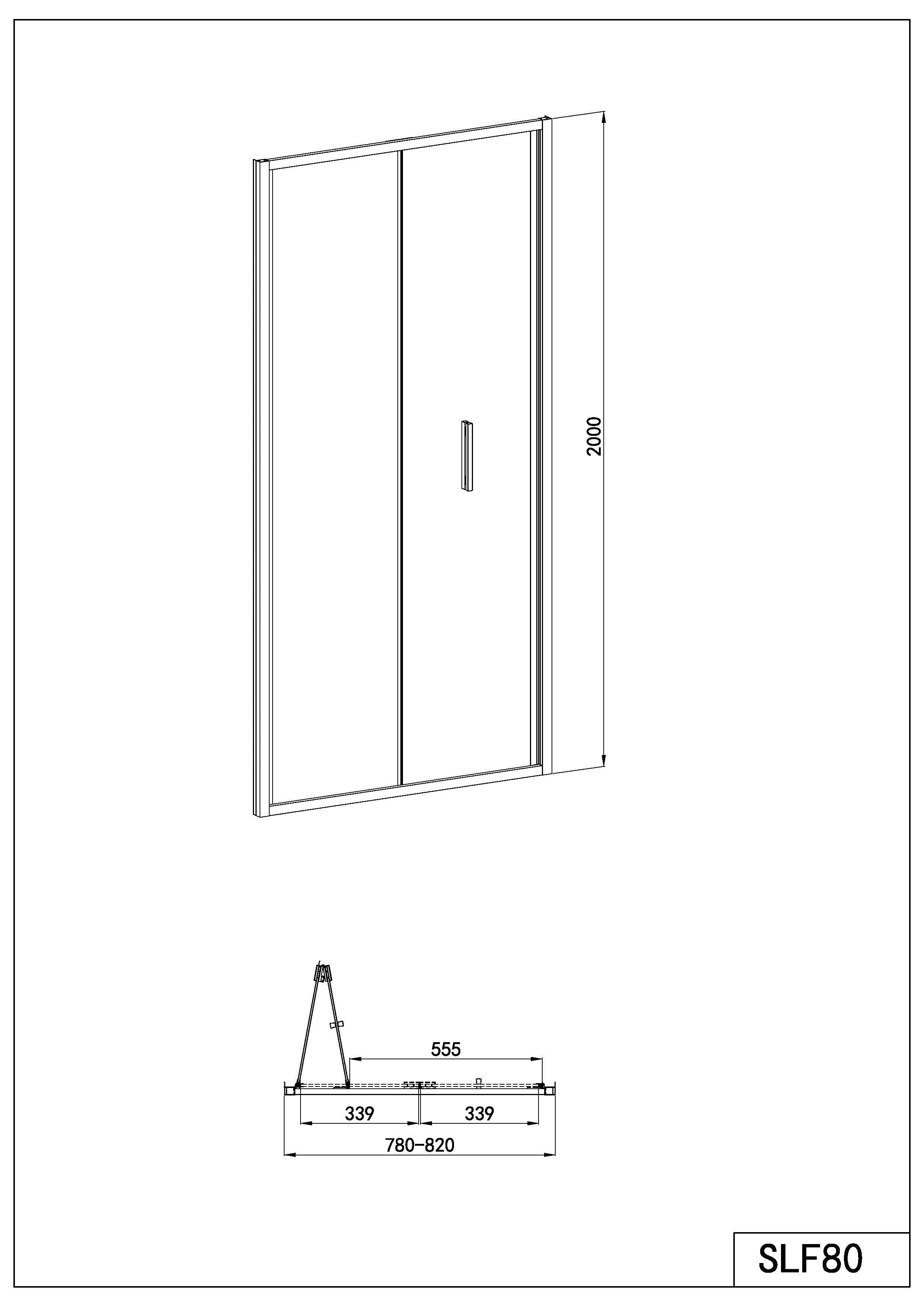Sanotechnik - Falttür chrome 78-82x200cm 6mm Easy-Clean