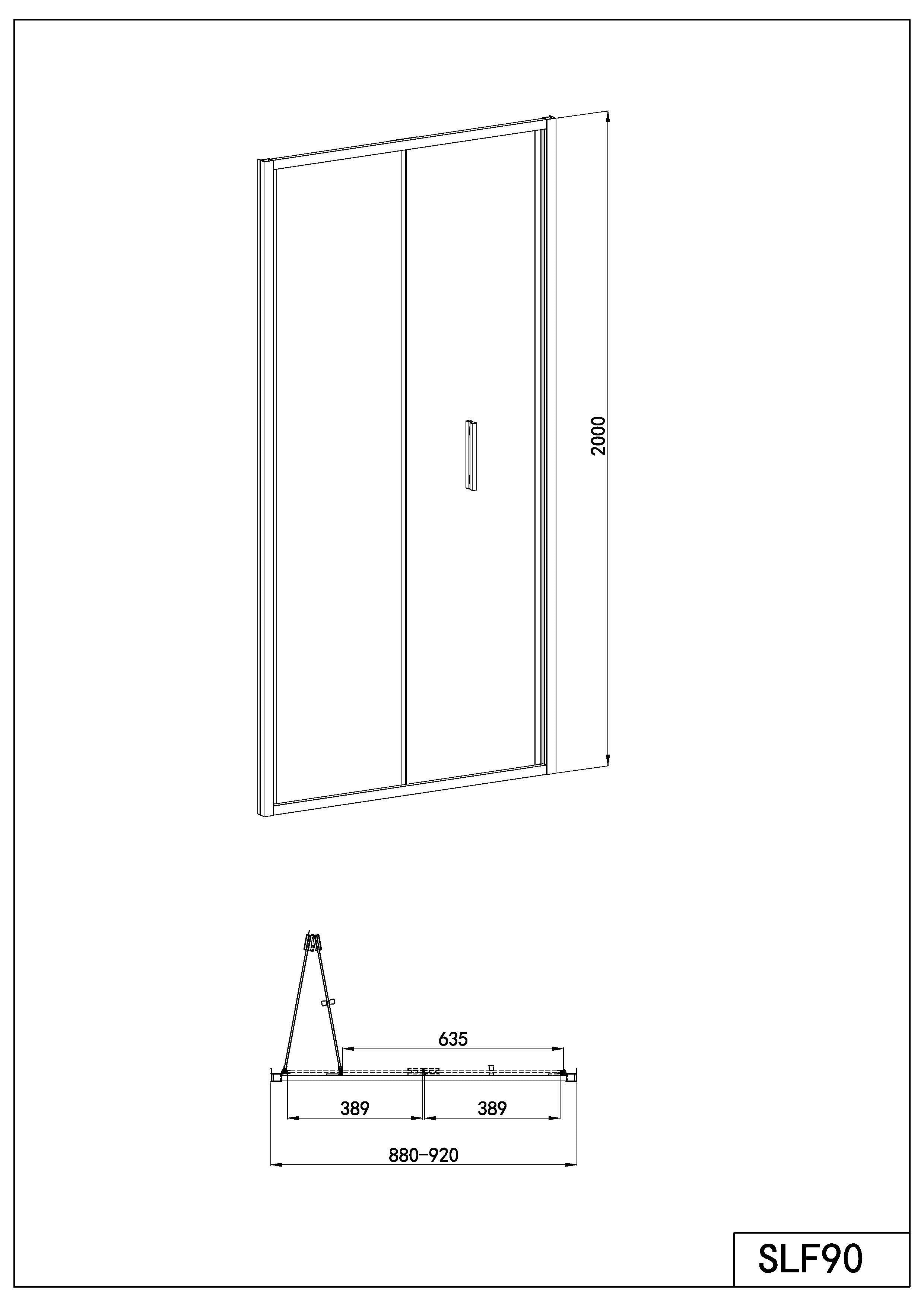 Sanotechnik - Falttür schwarz 88-92x200cm 6mm Easy-Clean