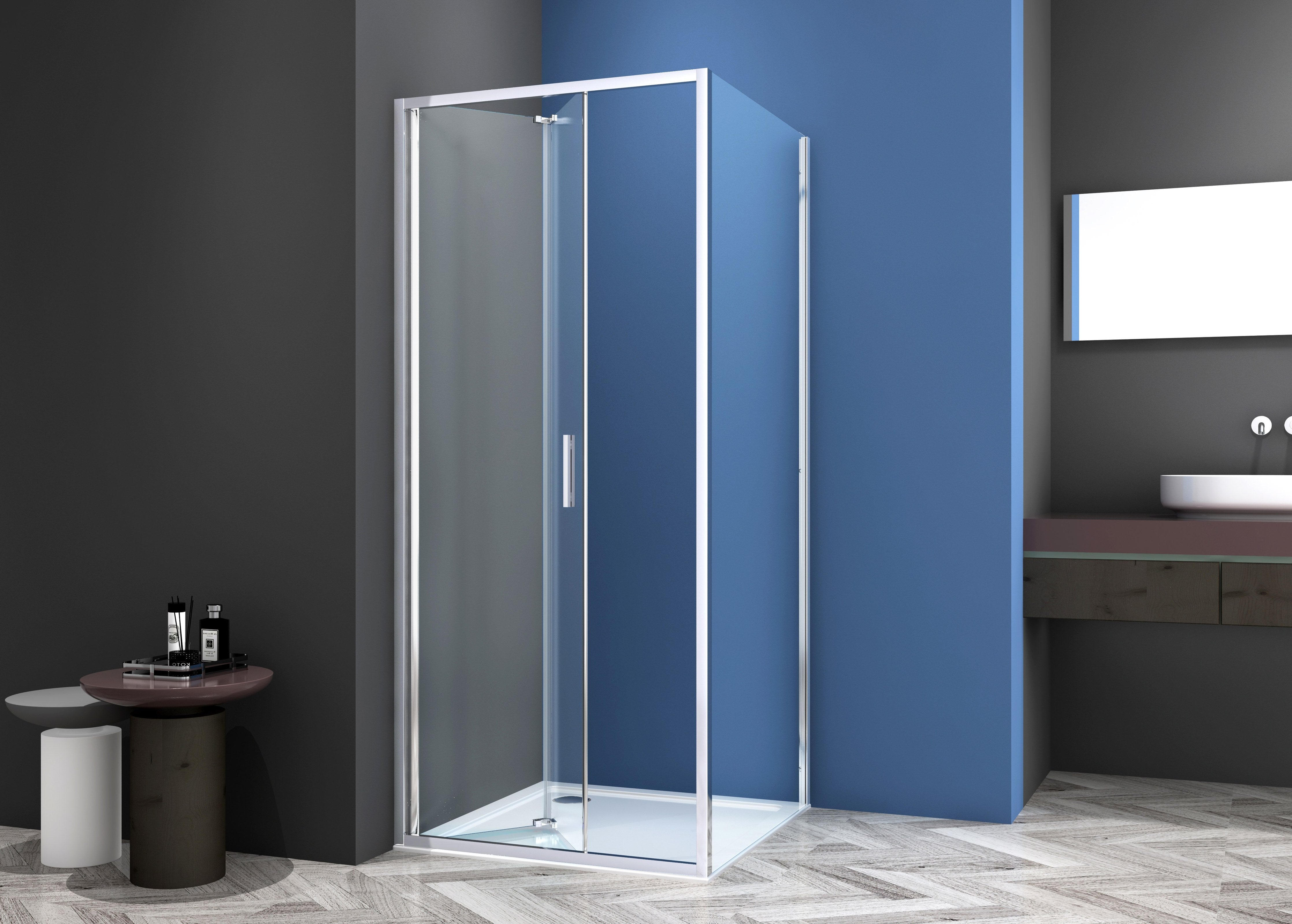 Sanotechnik - Falttür chrome 78-82x200cm 6mm Easy-Clean