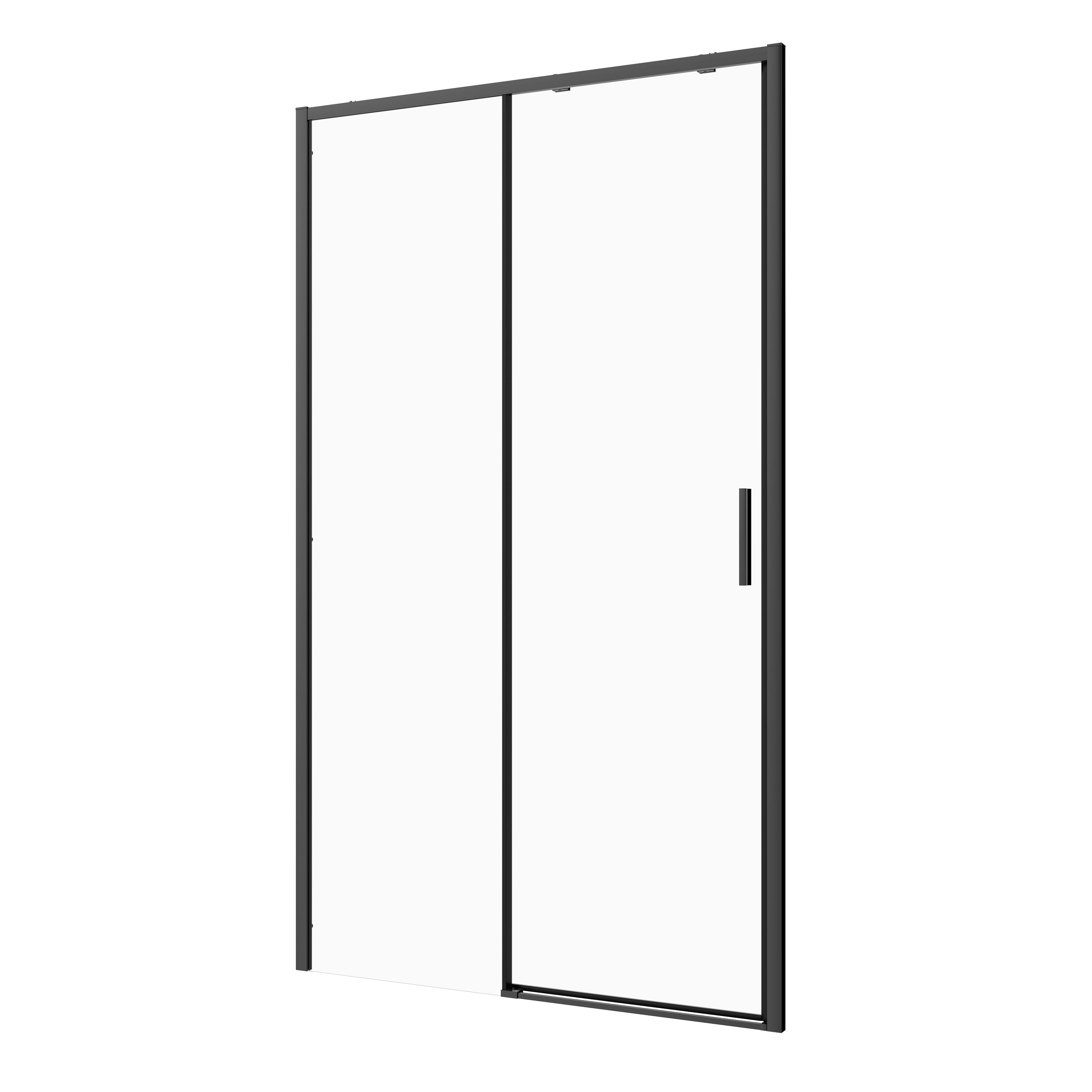 Sanotechnik - Schiebetür schwarz 100x200cm 6mm ESG Easy-Clean/Soft-Close