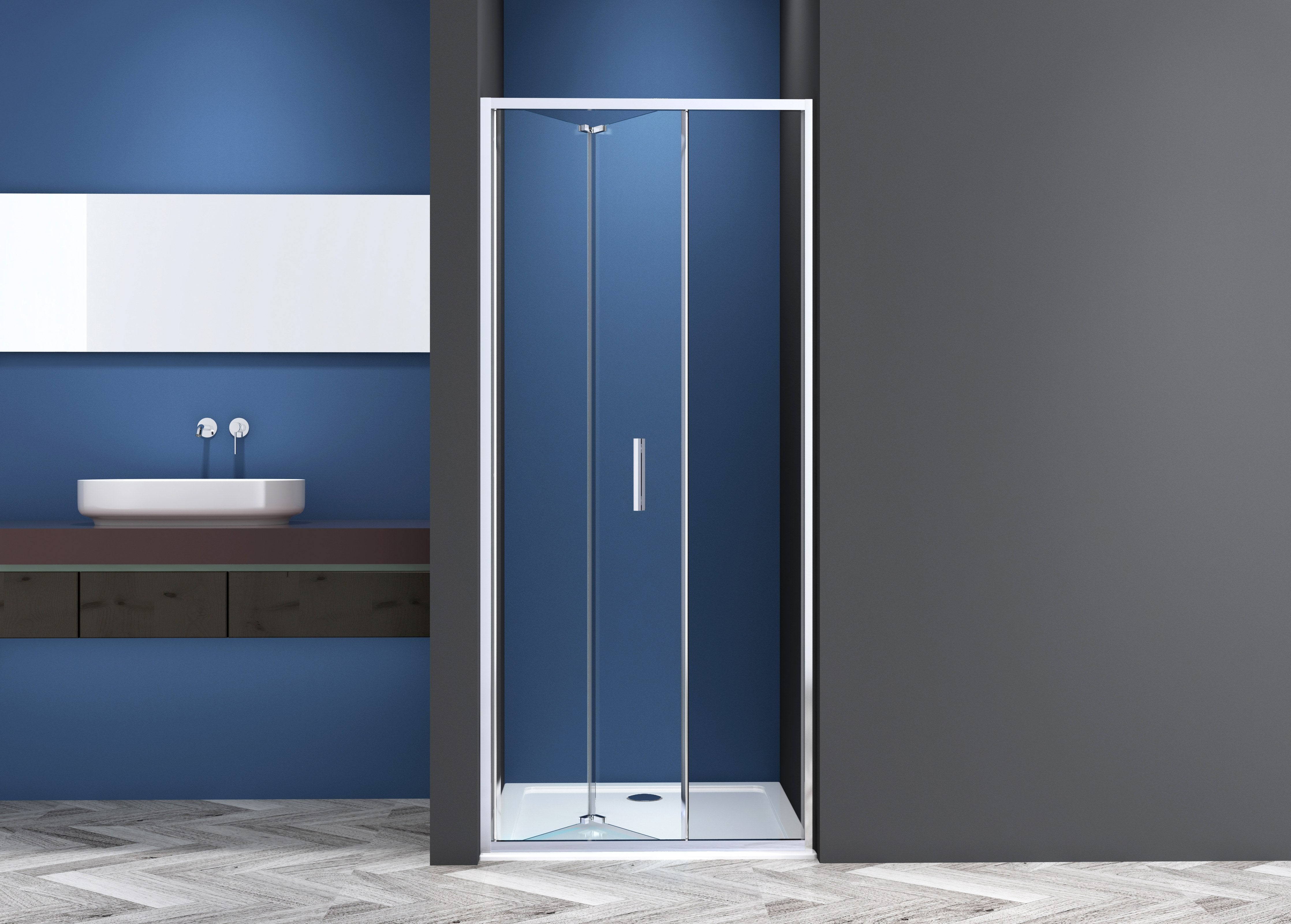 Sanotechnik - Falttür chrome 88-92x200cm 6mm Easy-Clean