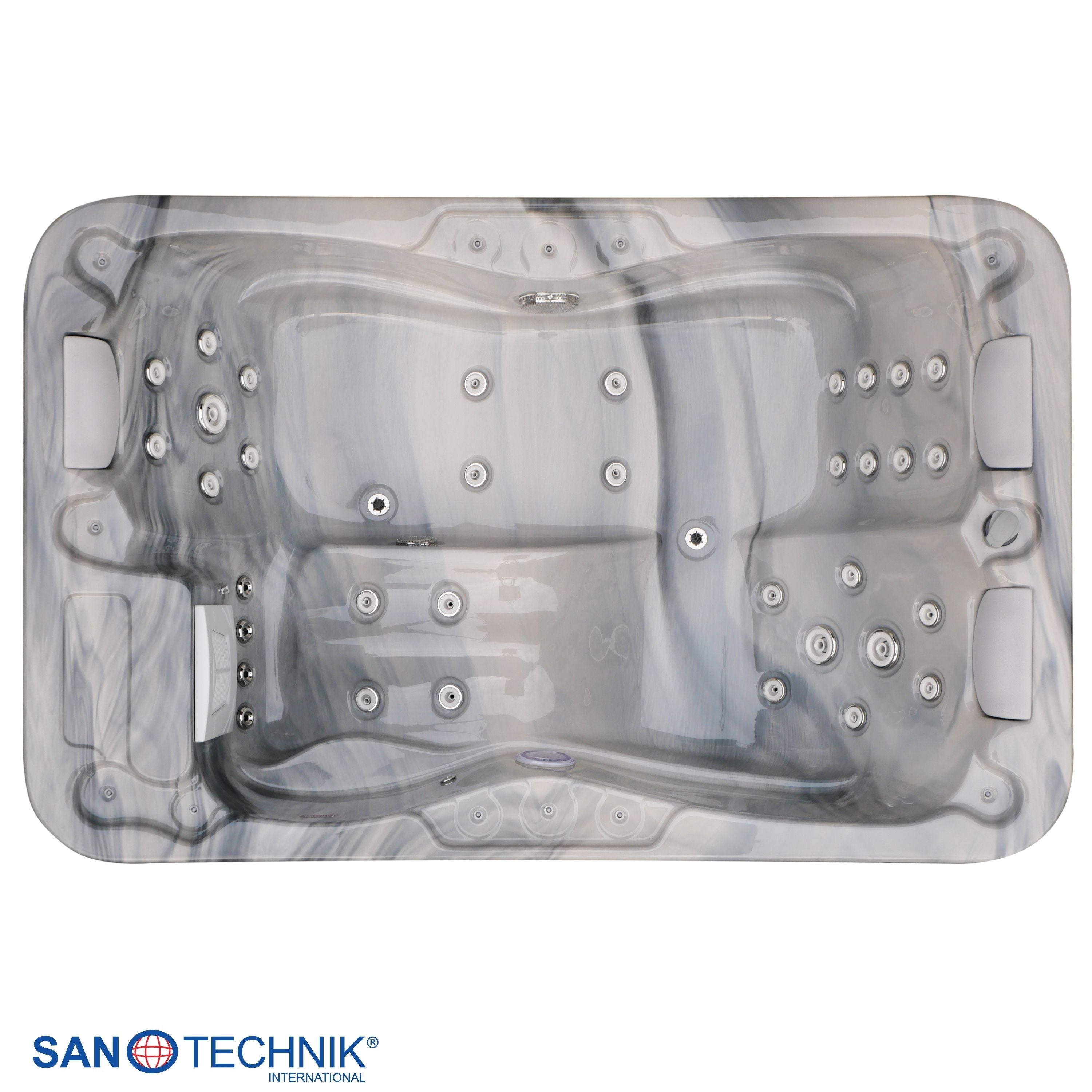 Sanotechnik - MODENA OUTDOOR WHIRLPOOL silver marble inkl. Abdeckung 205x130x70 cm