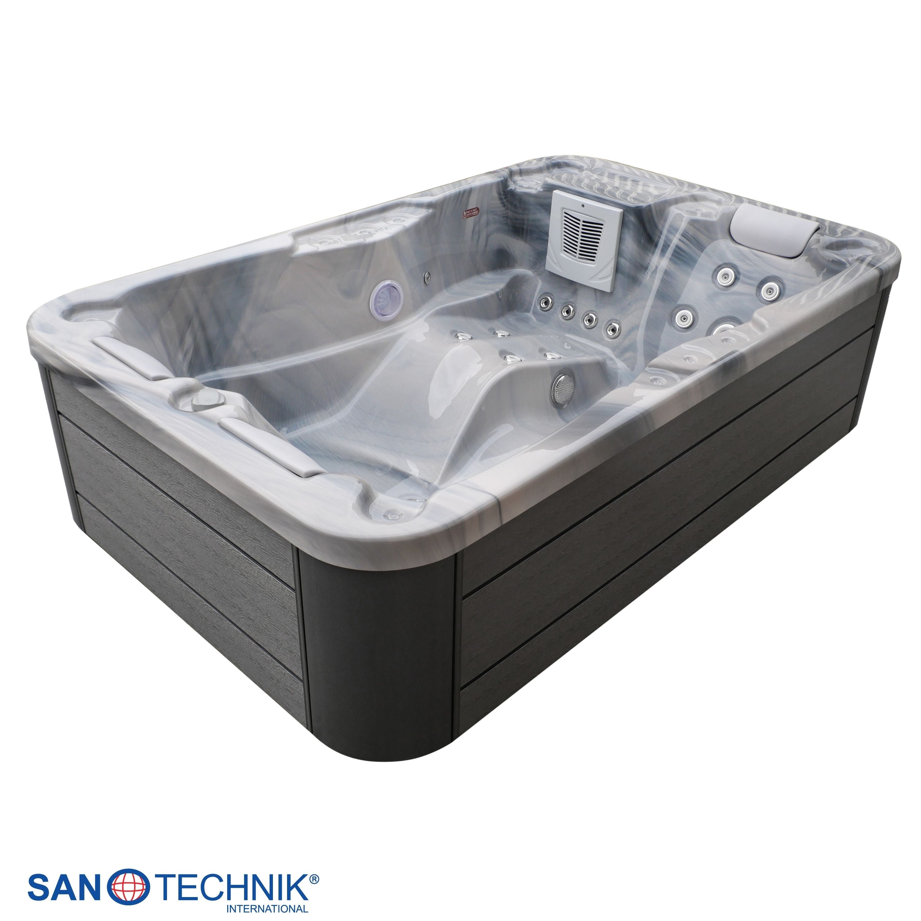 Sanotechnik - MODENA OUTDOOR WHIRLPOOL silver marble inkl. Abdeckung 205x130x70 cm