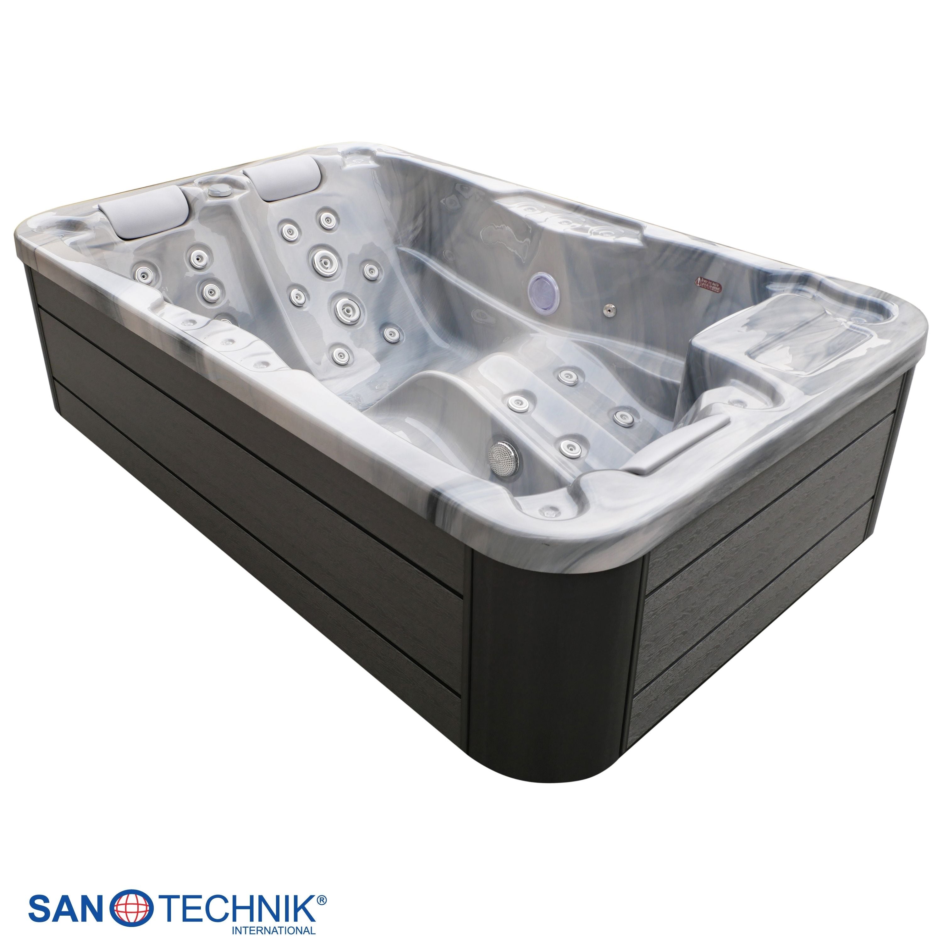 Sanotechnik - MODENA OUTDOOR WHIRLPOOL silver marble inkl. Abdeckung 205x130x70 cm