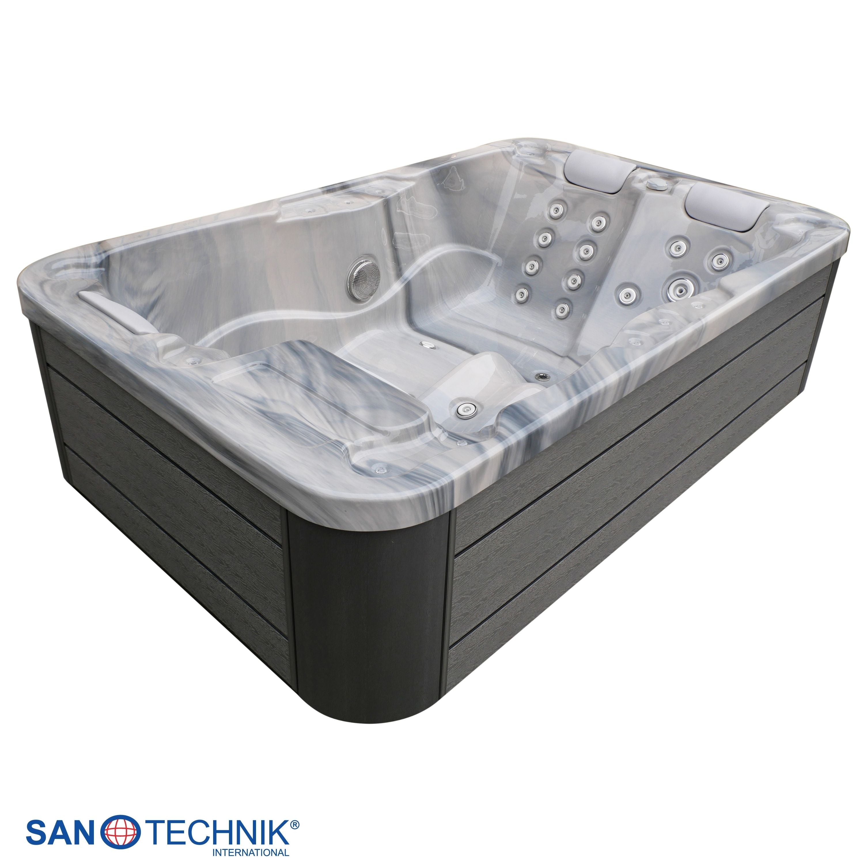 Sanotechnik - MODENA OUTDOOR WHIRLPOOL silver marble inkl. Abdeckung 205x130x70 cm