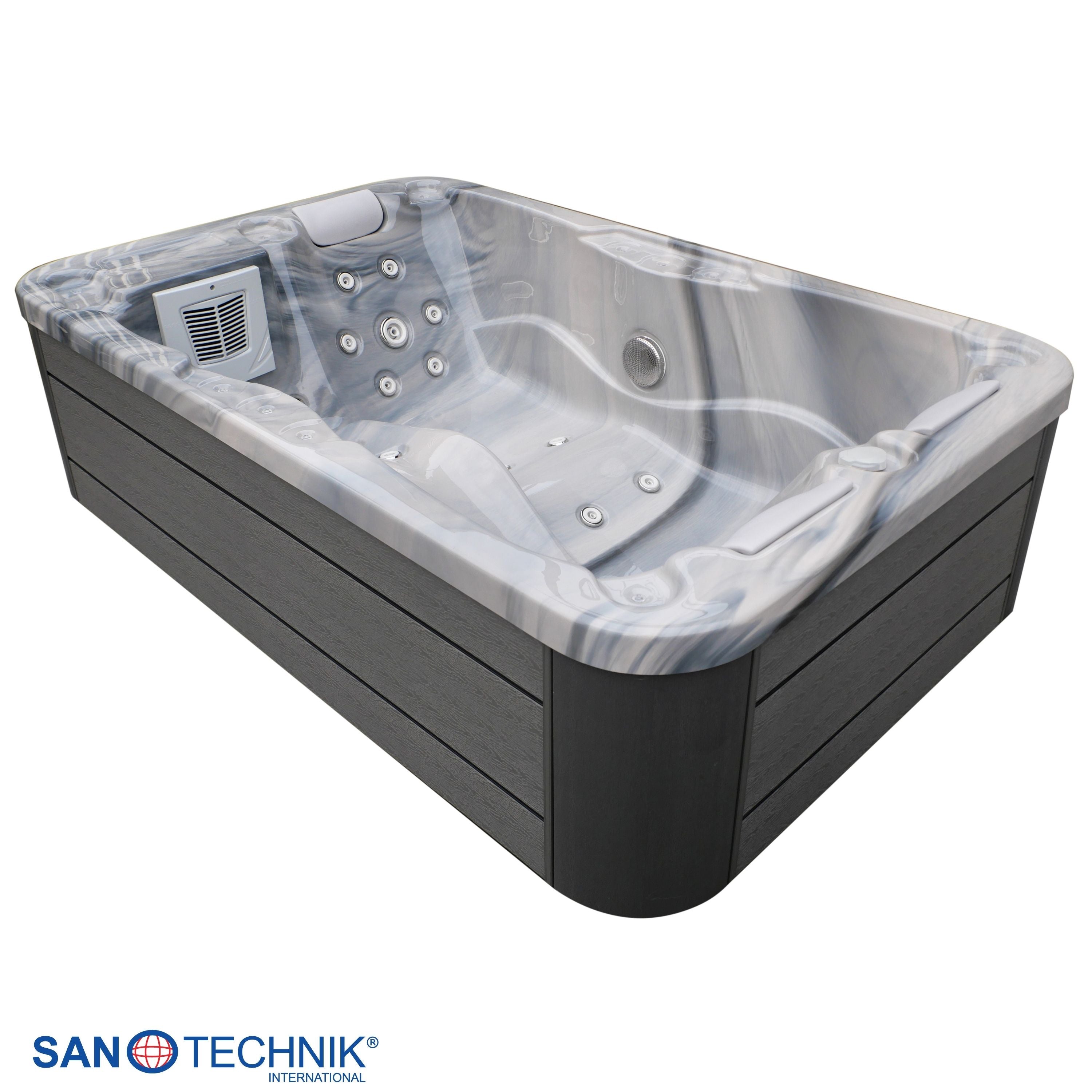 Sanotechnik - MODENA OUTDOOR WHIRLPOOL silver marble inkl. Abdeckung 205x130x70 cm