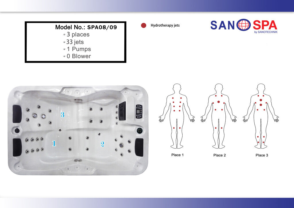 Sanotechnik - MODENA OUTDOOR WHIRLPOOL blue marble inkl. Abdeckung 205x130x70 cm