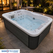 Sanotechnik - MODENA OUTDOOR WHIRLPOOL white marble inkl. Abdeckung 205x130x70 cm