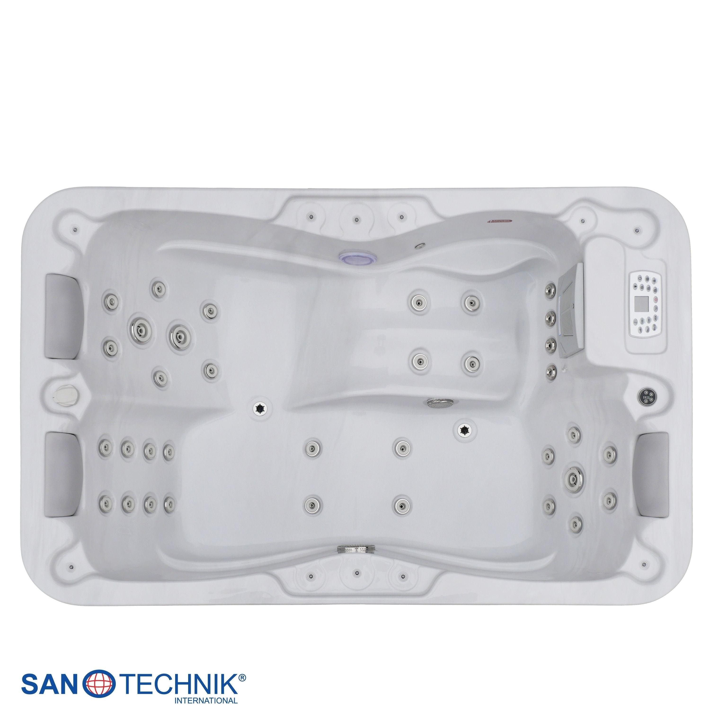 Sanotechnik - MODENA OUTDOOR WHIRLPOOL white marble inkl. Abdeckung 205x130x70 cm