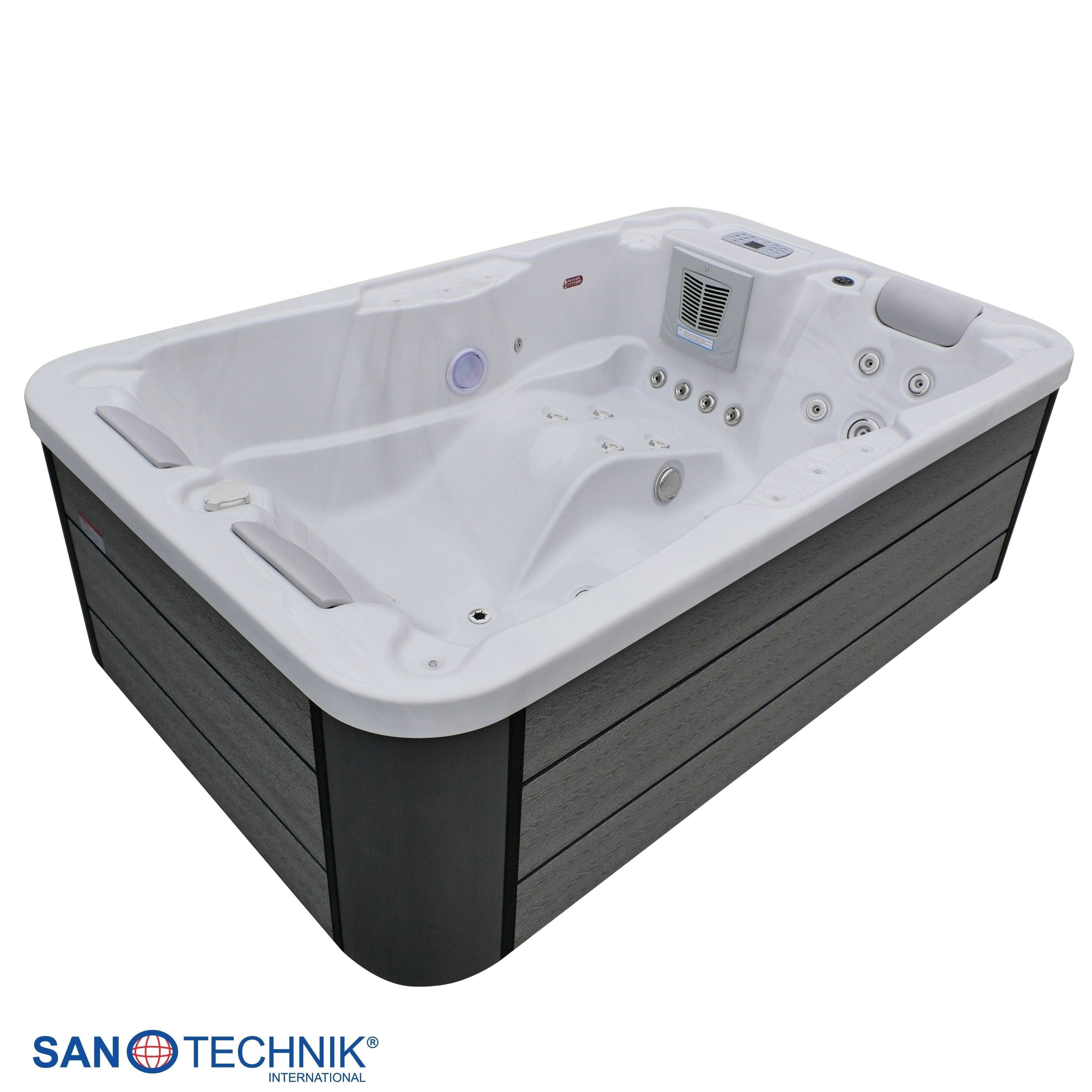 Sanotechnik - MODENA OUTDOOR WHIRLPOOL white marble inkl. Abdeckung 205x130x70 cm