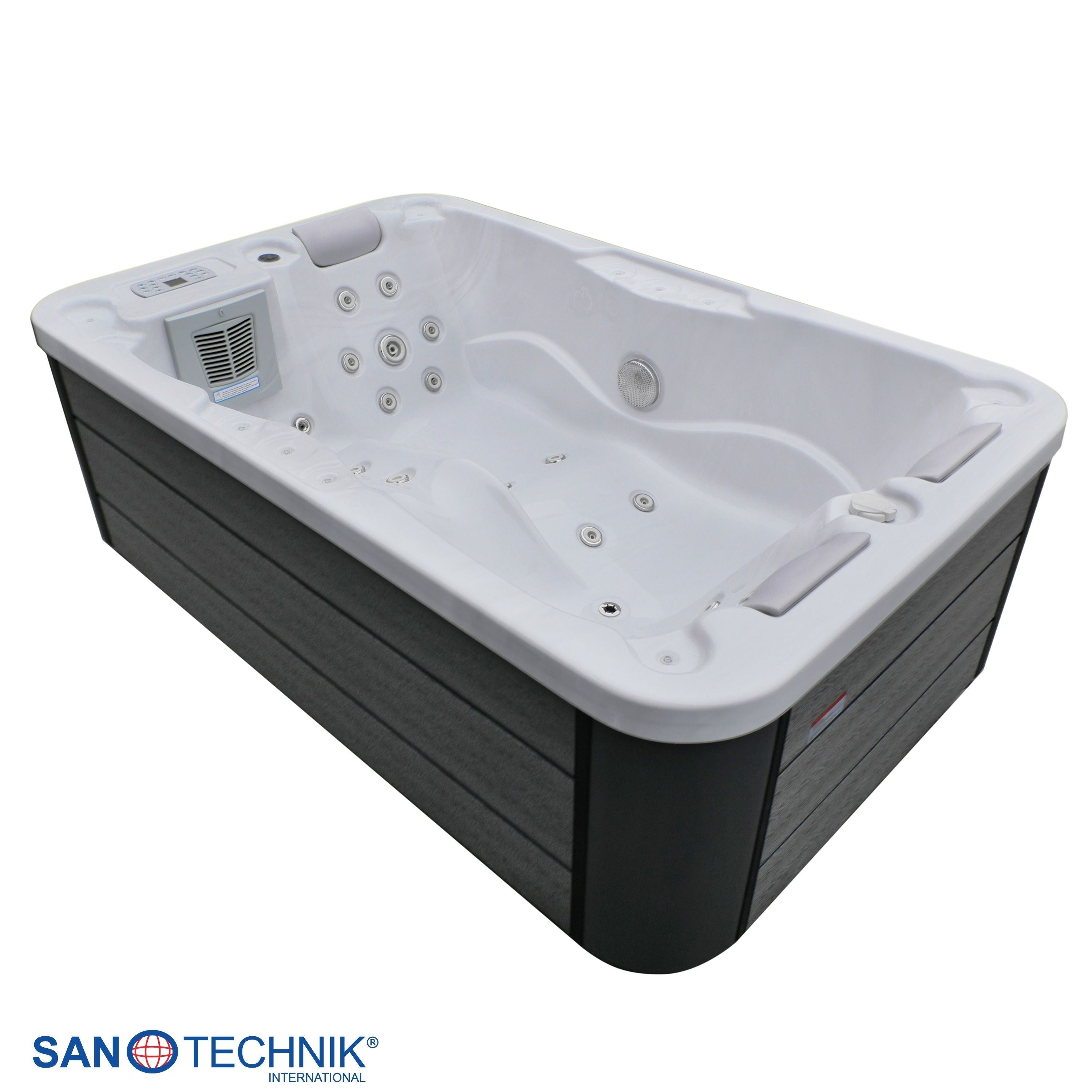 Sanotechnik - MODENA OUTDOOR WHIRLPOOL white marble inkl. Abdeckung 205x130x70 cm