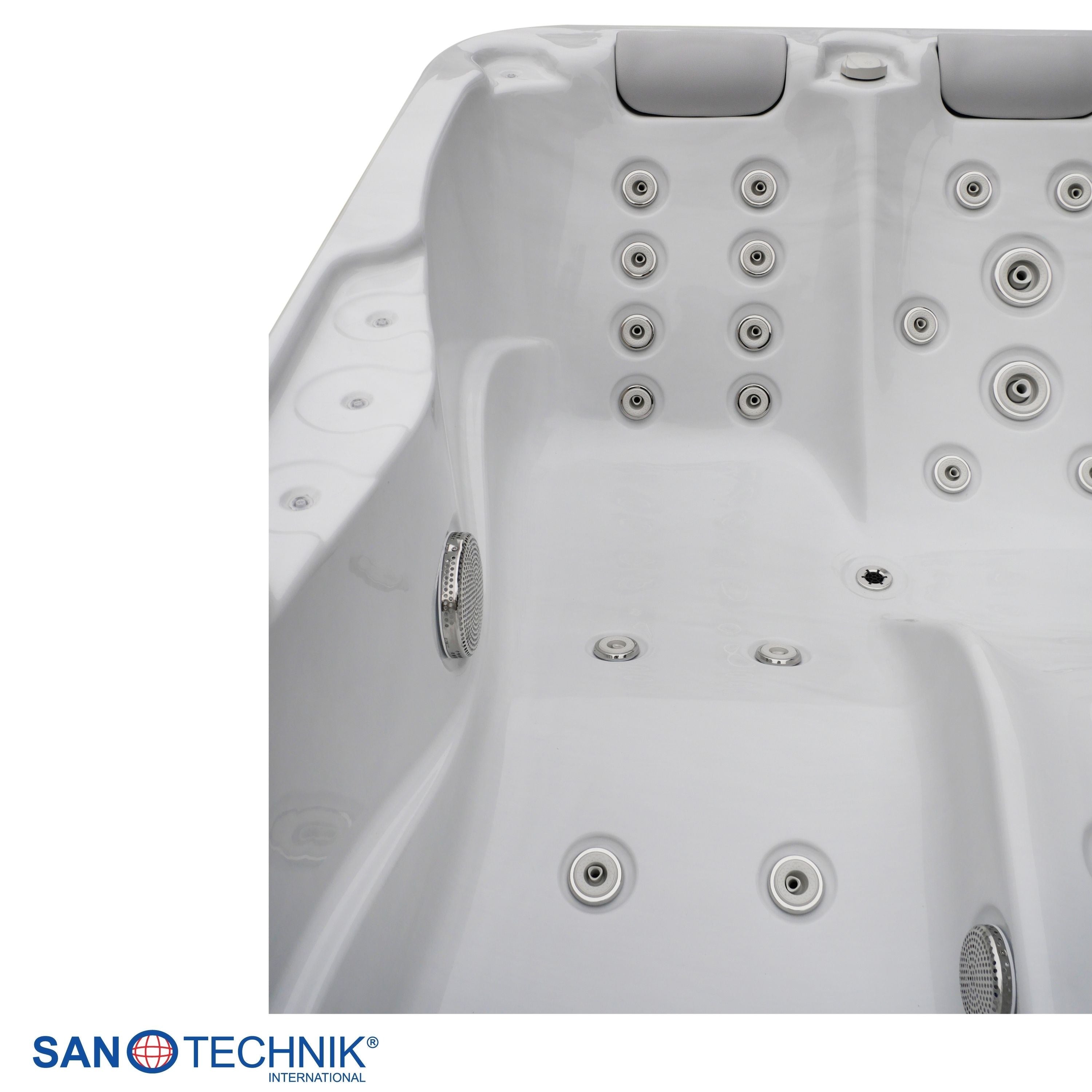 Sanotechnik - MODENA OUTDOOR WHIRLPOOL white marble inkl. Abdeckung 205x130x70 cm