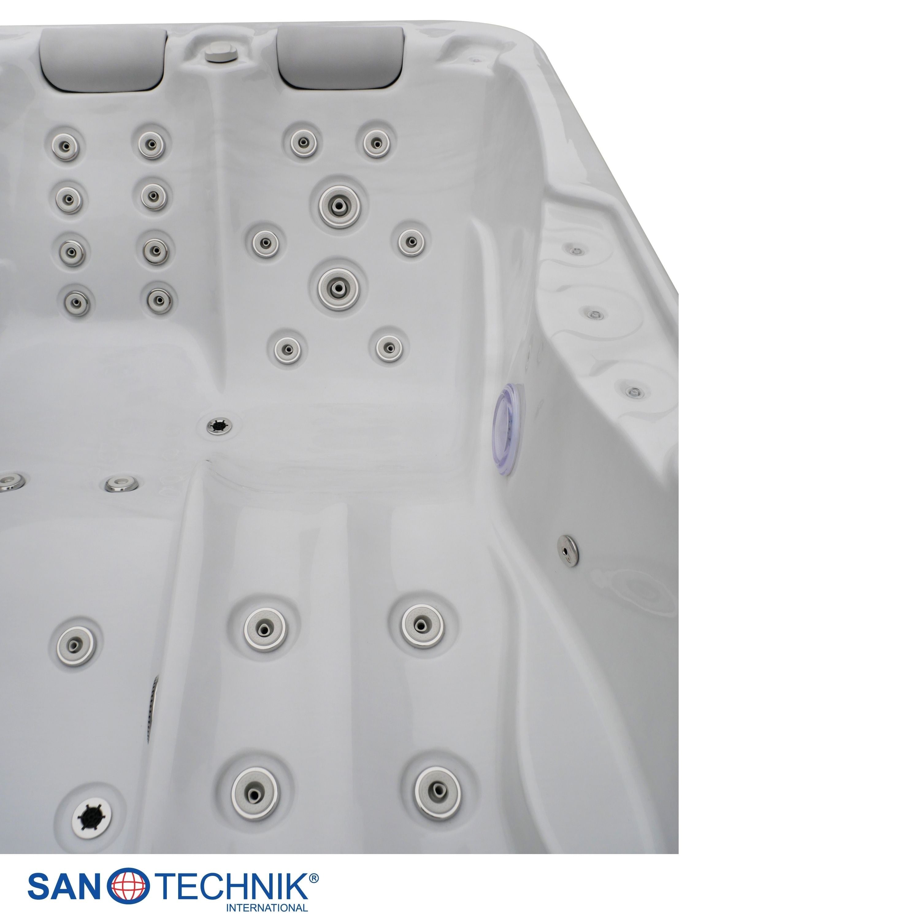 Sanotechnik - MODENA OUTDOOR WHIRLPOOL white marble inkl. Abdeckung 205x130x70 cm