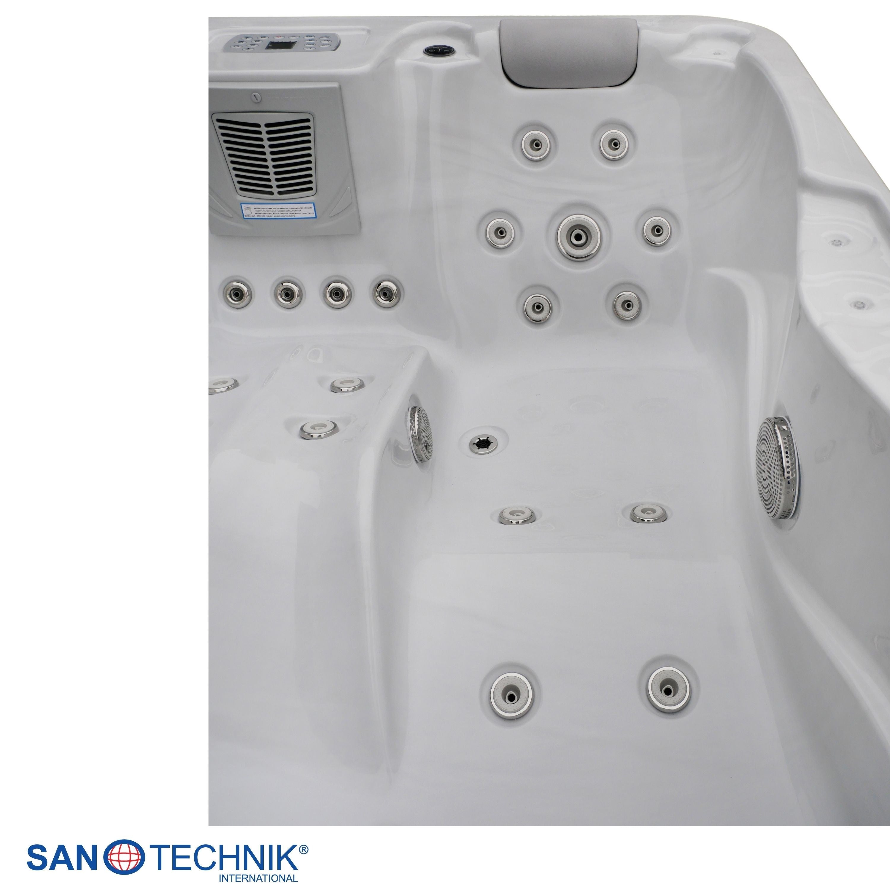 Sanotechnik - MODENA OUTDOOR WHIRLPOOL white marble inkl. Abdeckung 205x130x70 cm