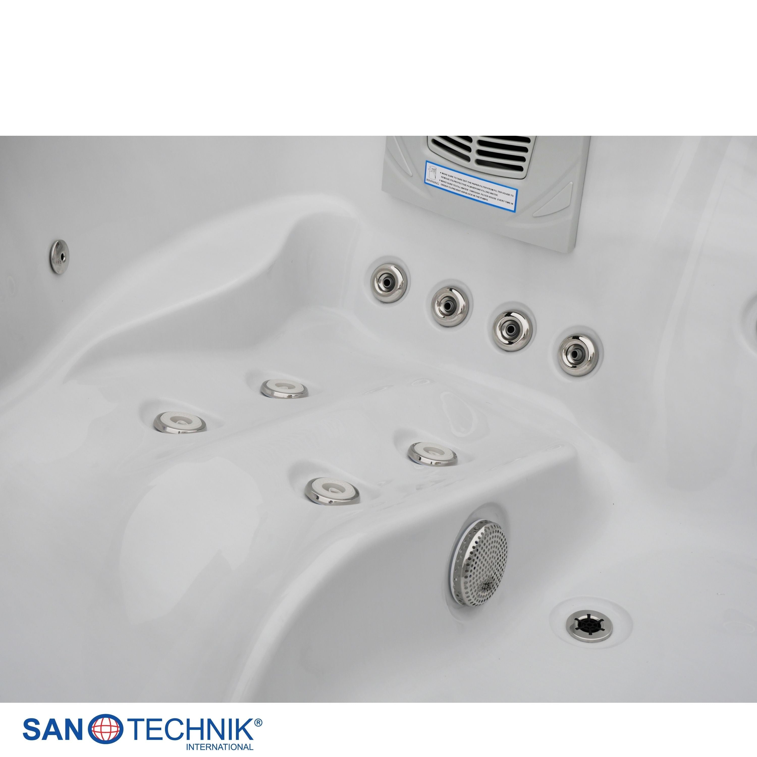 Sanotechnik - MODENA OUTDOOR WHIRLPOOL white marble inkl. Abdeckung 205x130x70 cm