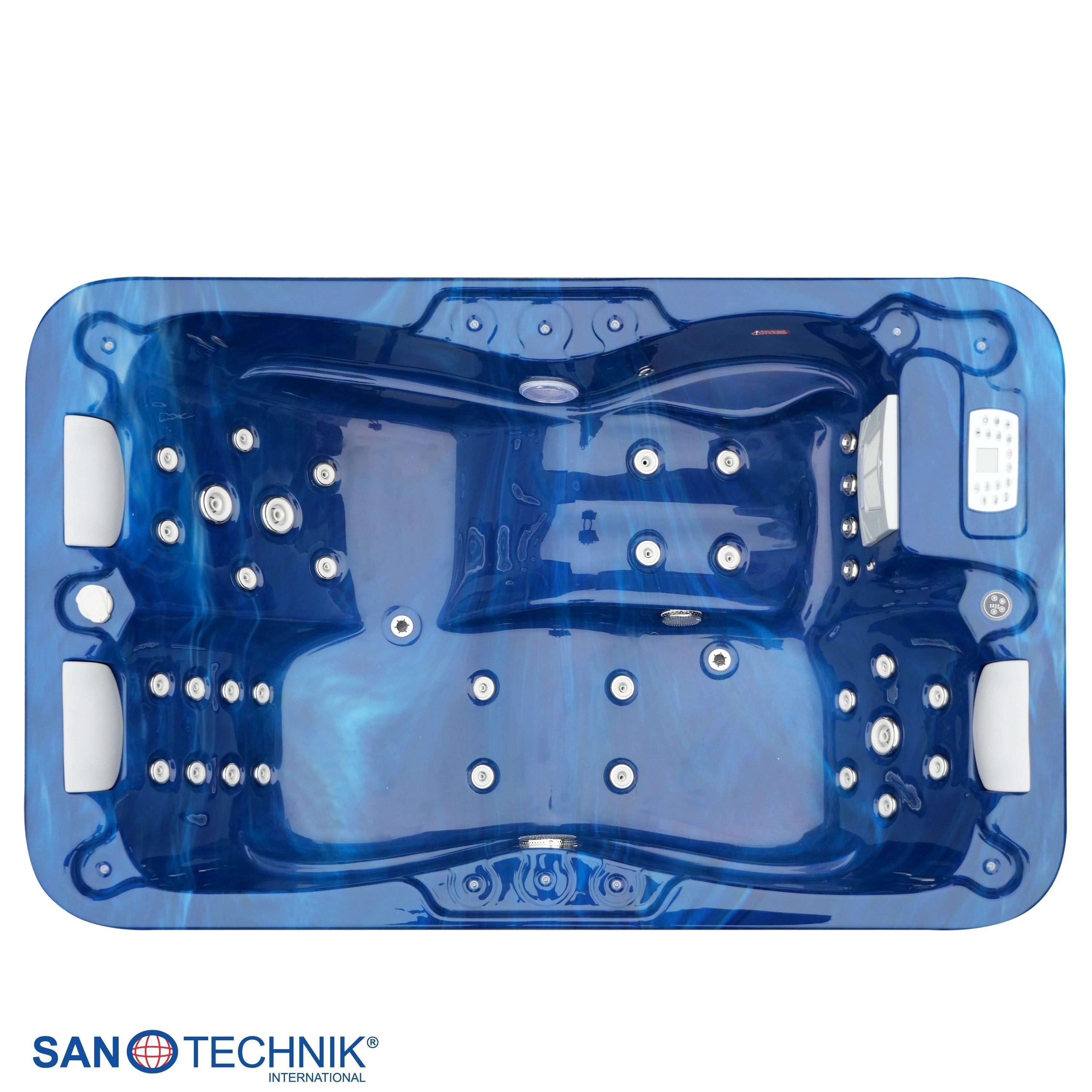 Sanotechnik - MODENA OUTDOOR WHIRLPOOL blue marble inkl. Abdeckung 205x130x70 cm