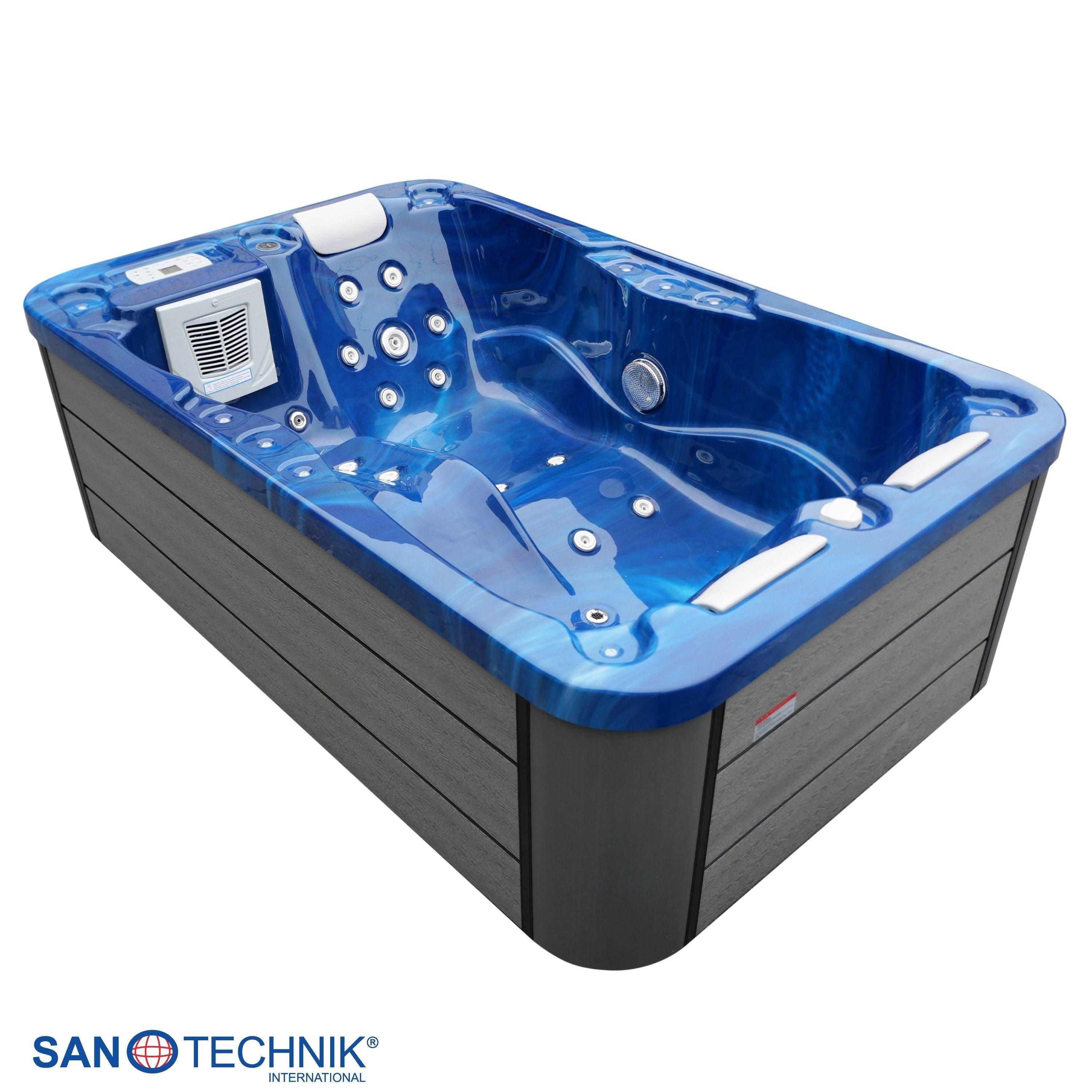 Sanotechnik - MODENA OUTDOOR WHIRLPOOL blue marble inkl. Abdeckung 205x130x70 cm