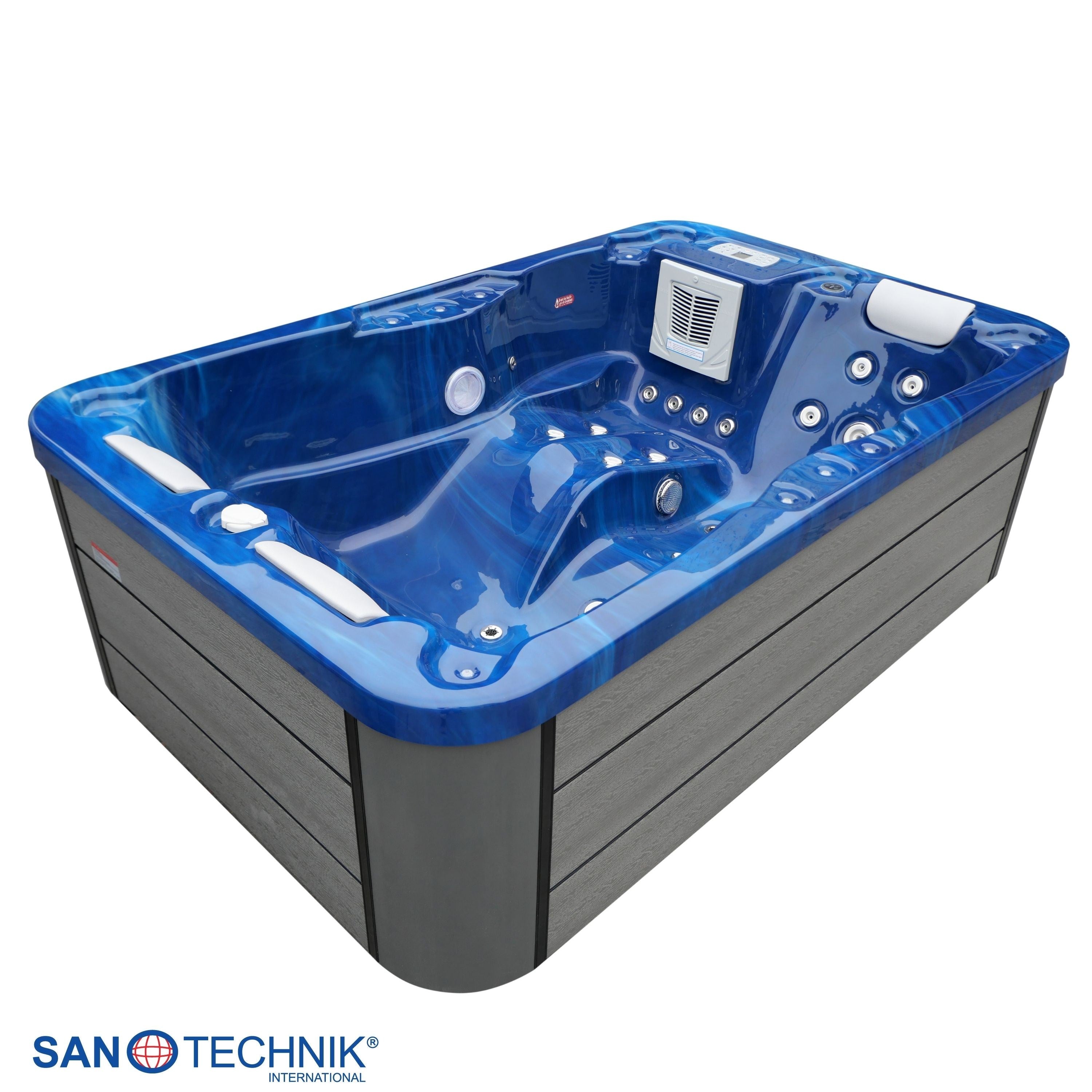 Sanotechnik - MODENA OUTDOOR WHIRLPOOL blue marble inkl. Abdeckung 205x130x70 cm